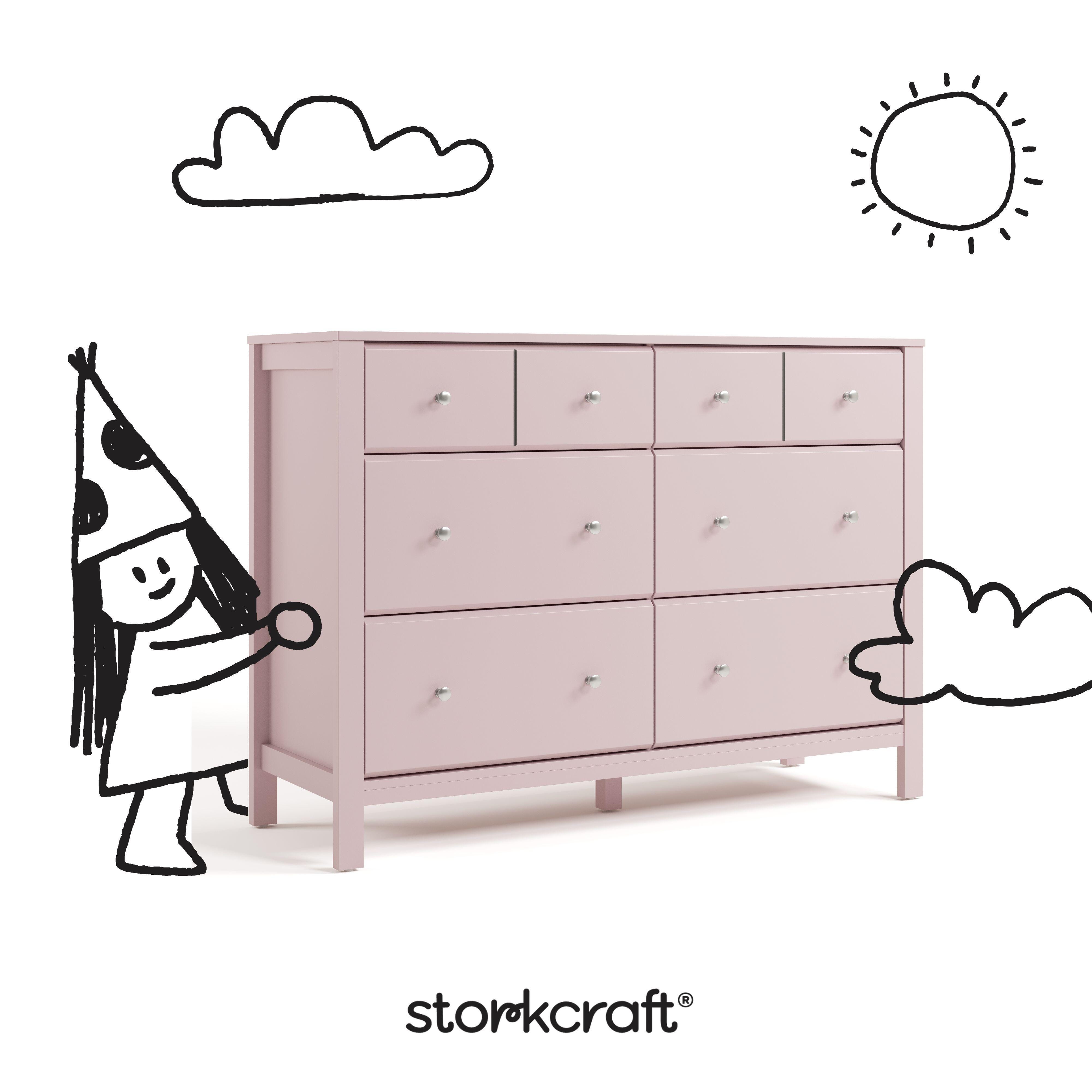 Storkcraft Horizon 6 Drawer Double Dresser, Blush, large