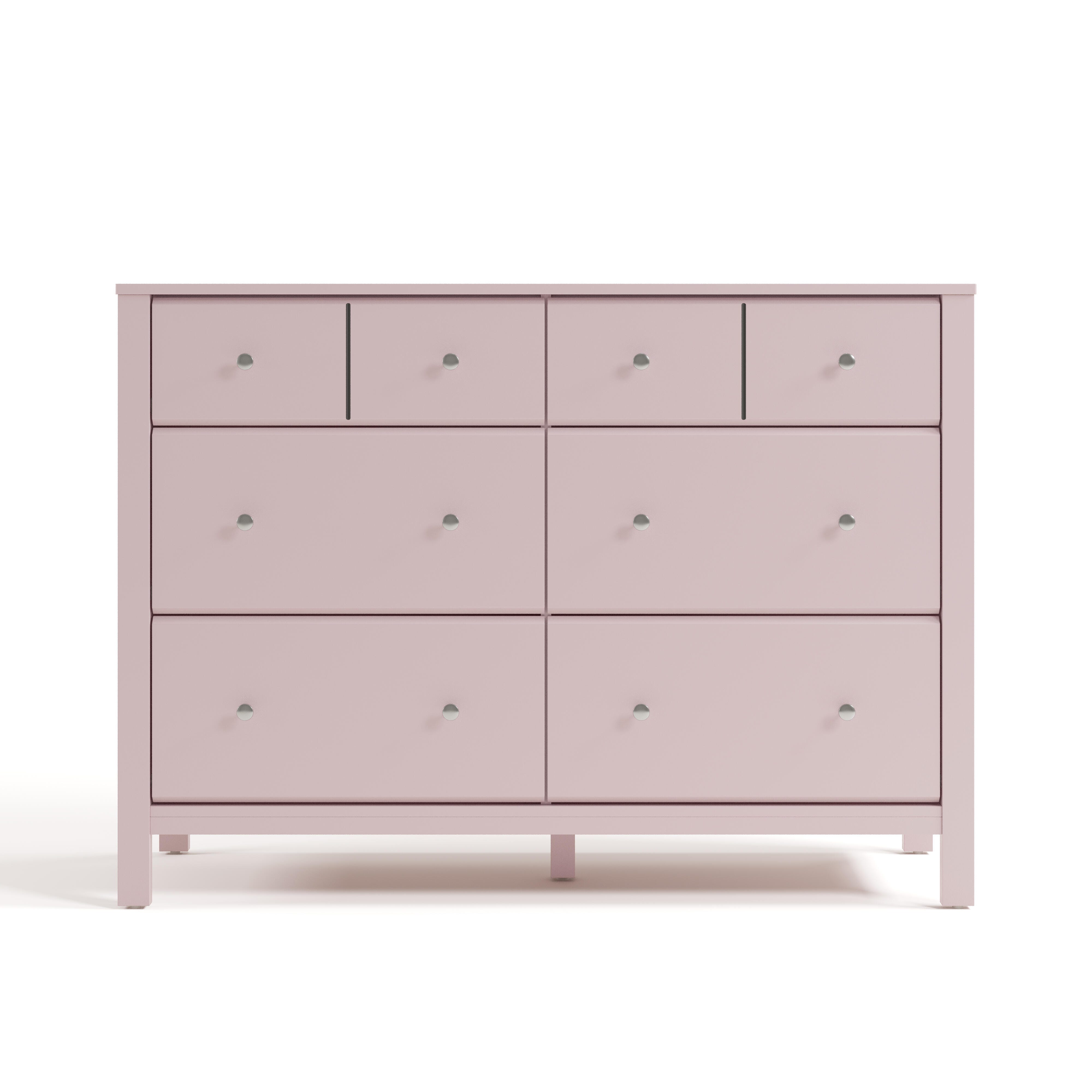 Storkcraft Horizon 6 Drawer Double Dresser, Blush, large