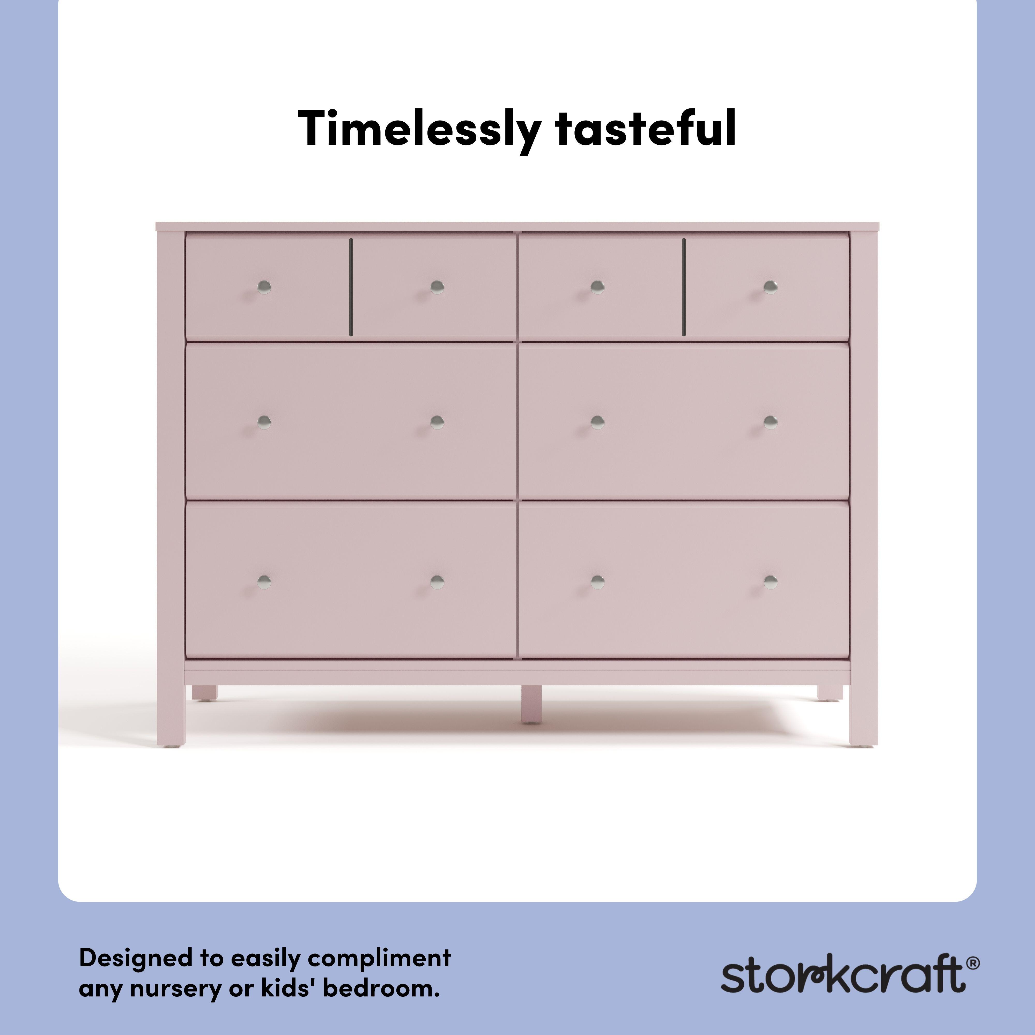 Storkcraft Horizon 6 Drawer Double Dresser, Blush, large