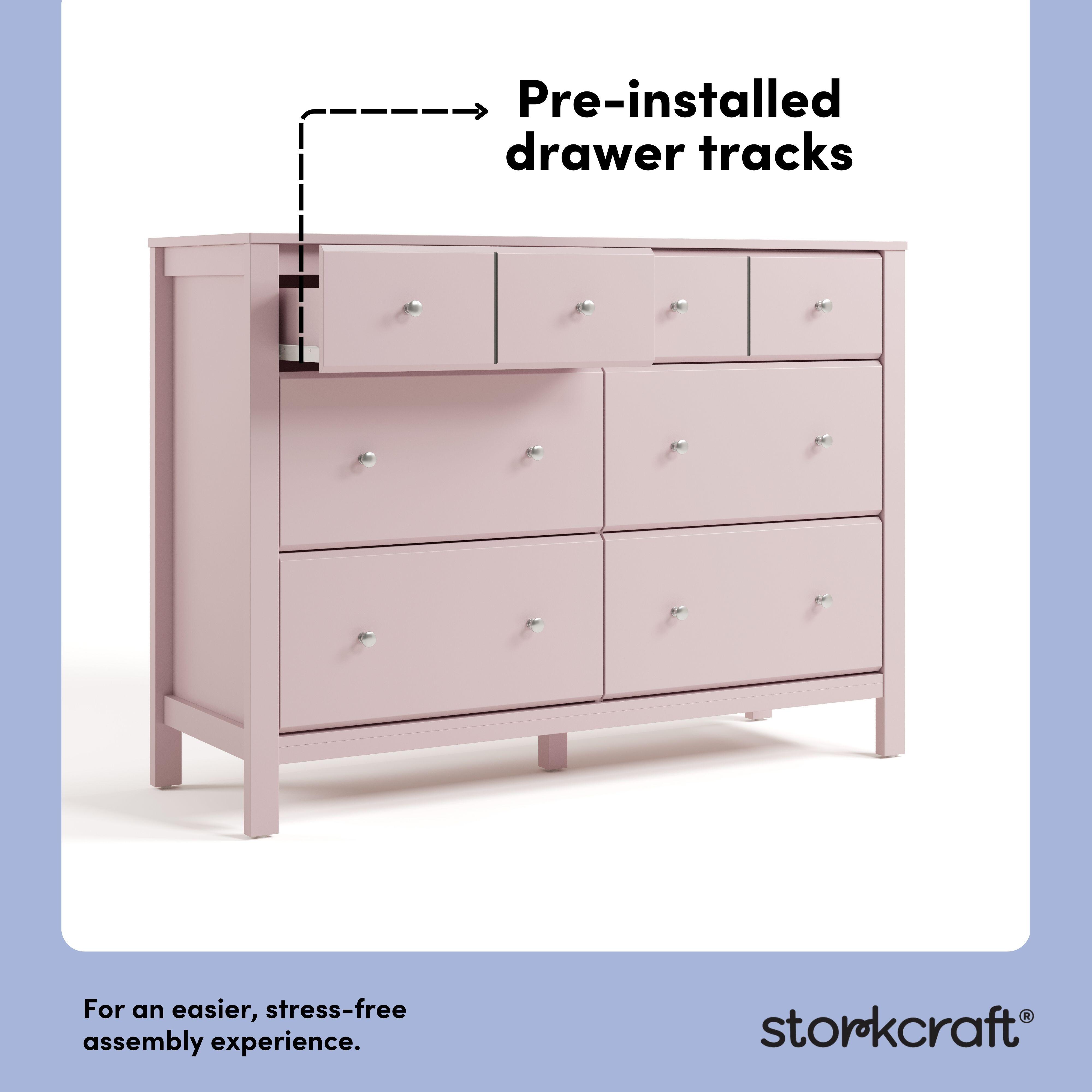 Storkcraft Horizon 6 Drawer Double Dresser, Blush, large
