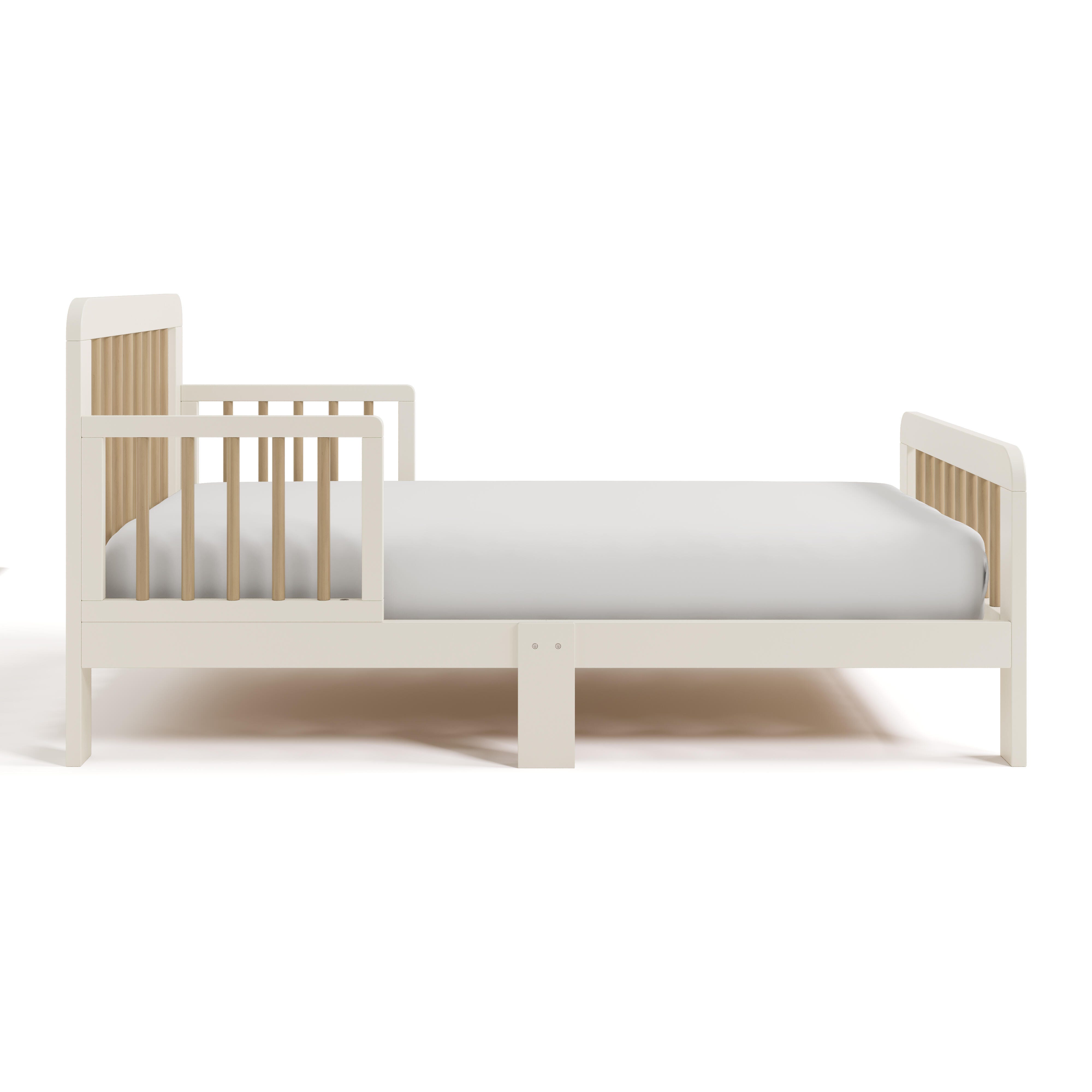 Storkcraft Pasadena Toddler Bed with Guardrails, Frosted Oat/Driftwood, large
