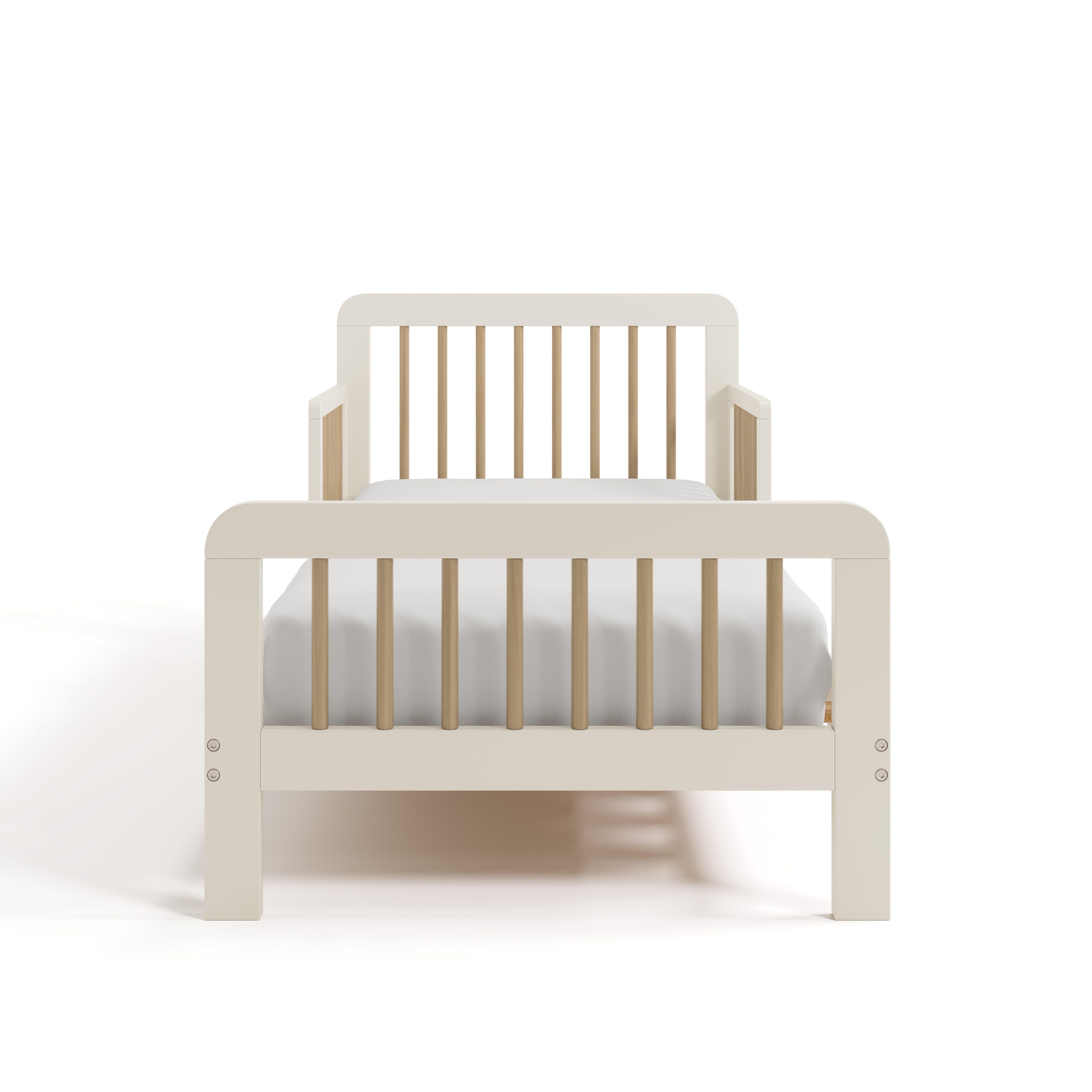 Storkcraft Pasadena Toddler Bed with Guardrails, Frosted Oat/Driftwood, large