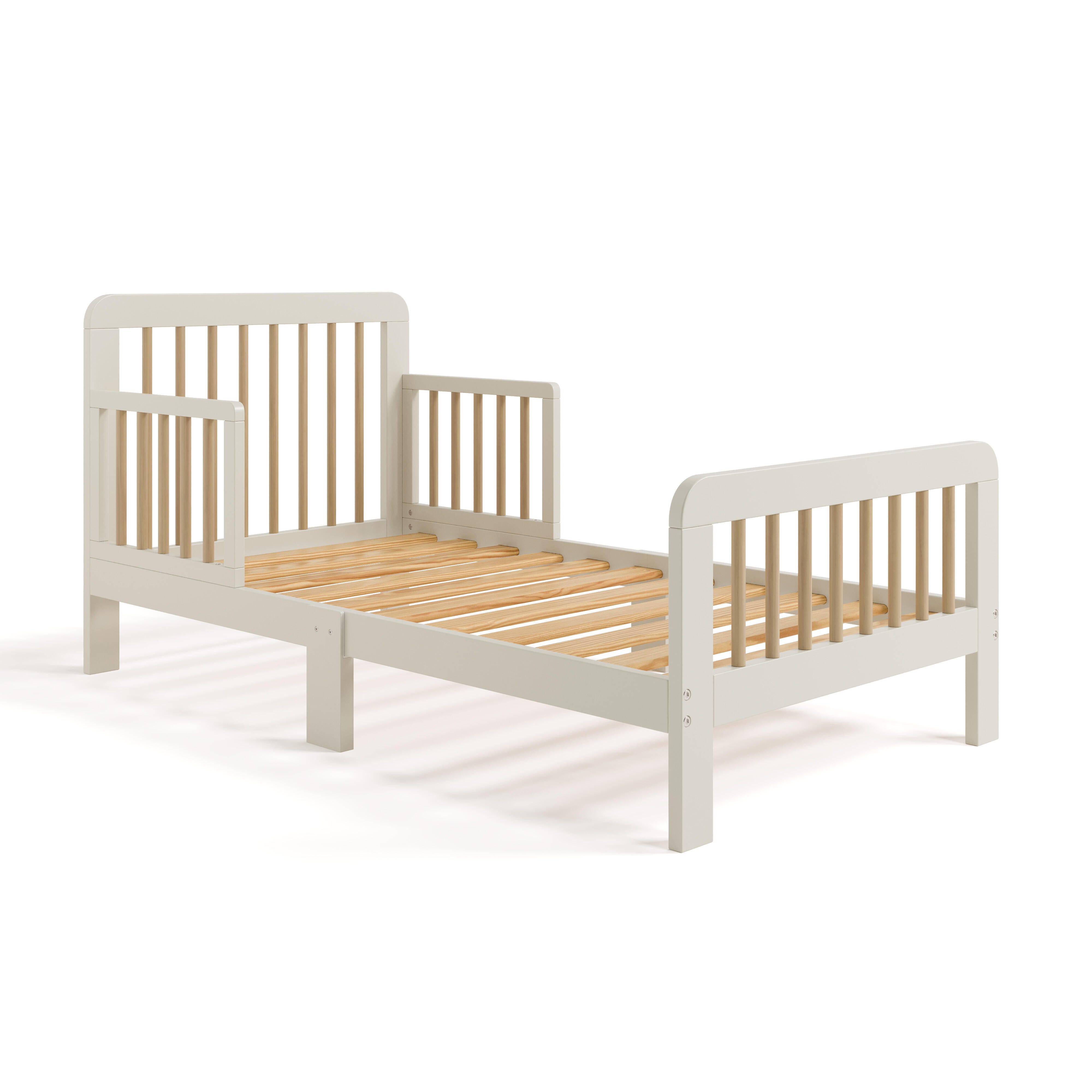 Storkcraft Pasadena Toddler Bed with Guardrails, Frosted Oat/Driftwood, large