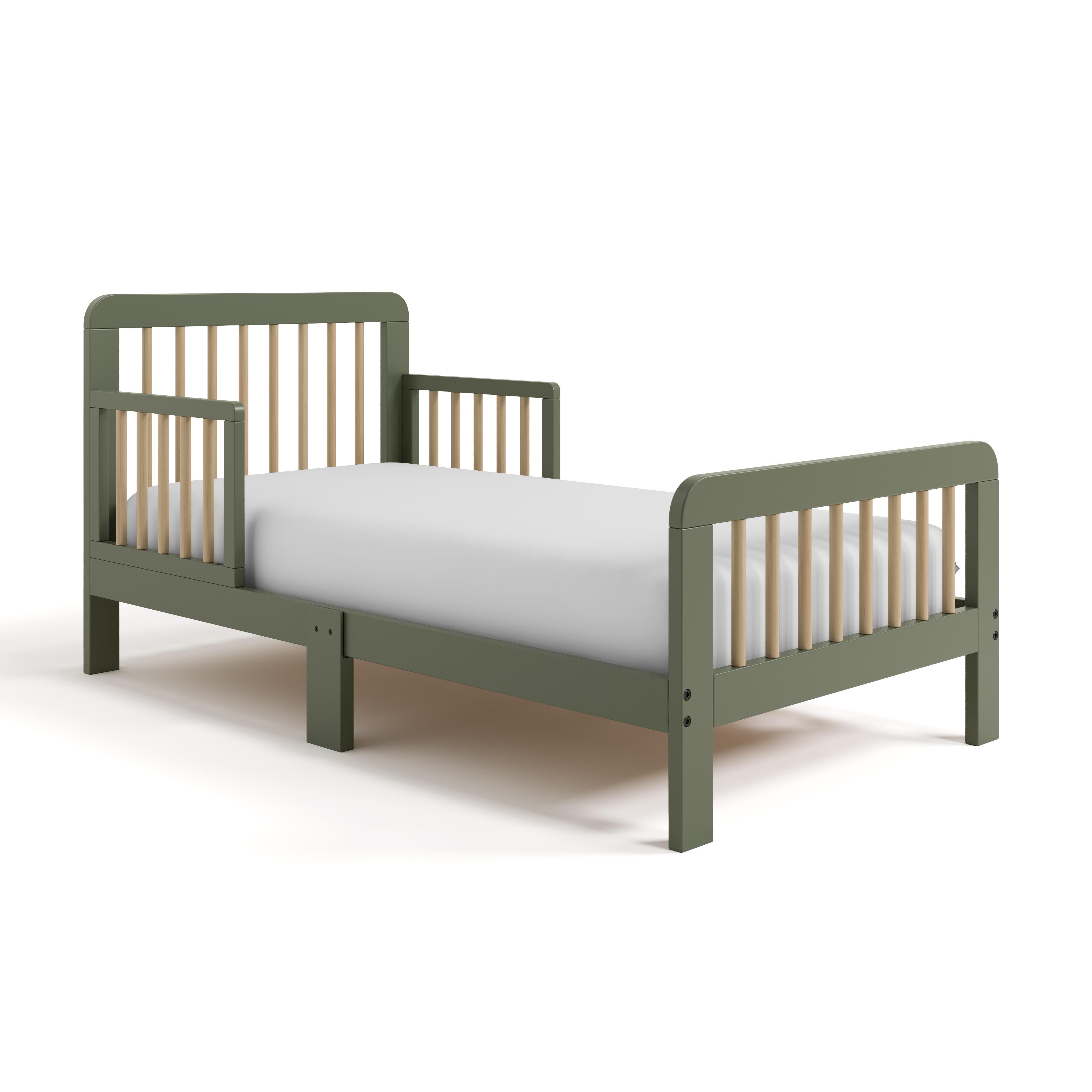 Storkcraft Pasadena Toddler Bed with Guardrails, Olive/Driftwood, large