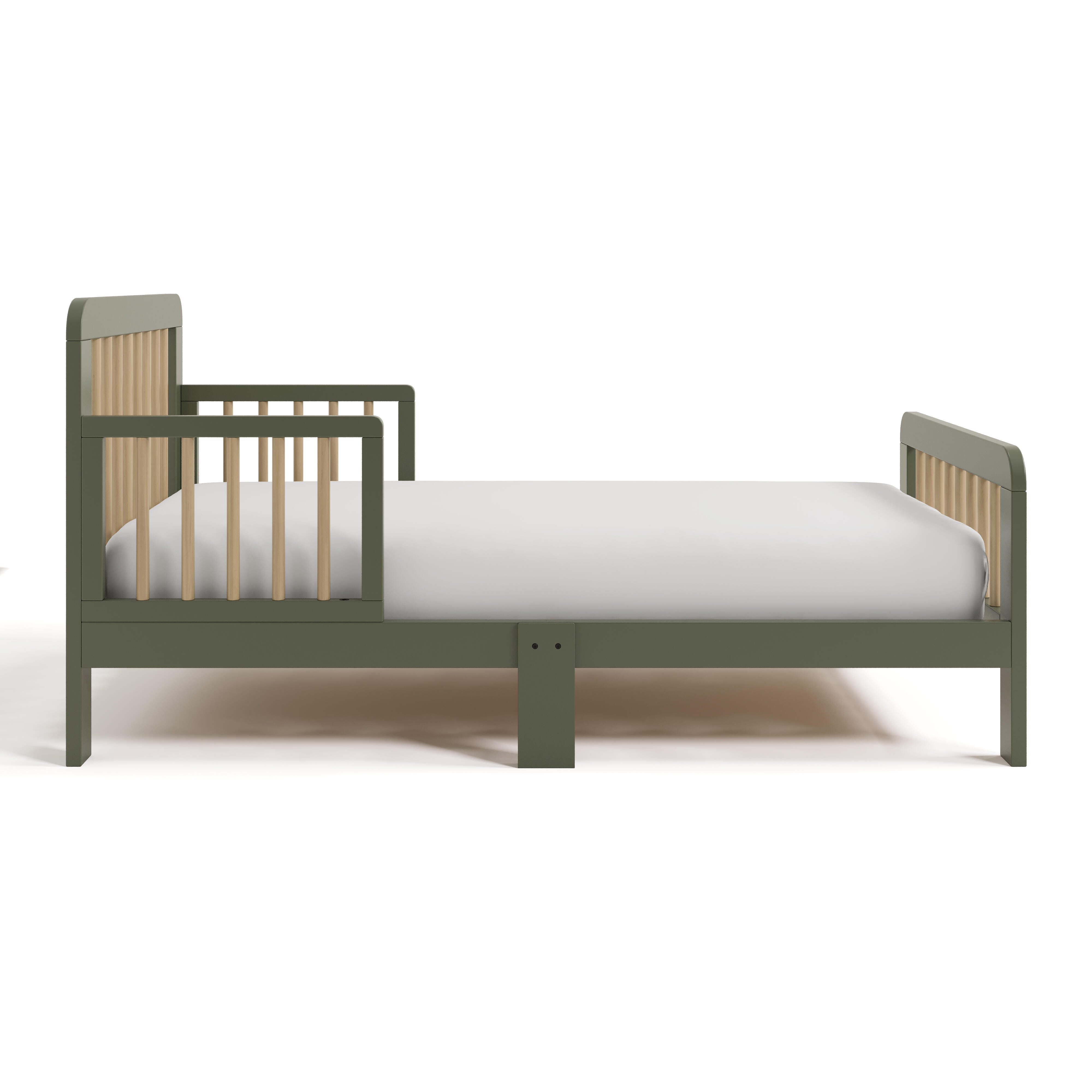 Storkcraft Pasadena Toddler Bed with Guardrails, Olive/Driftwood, large