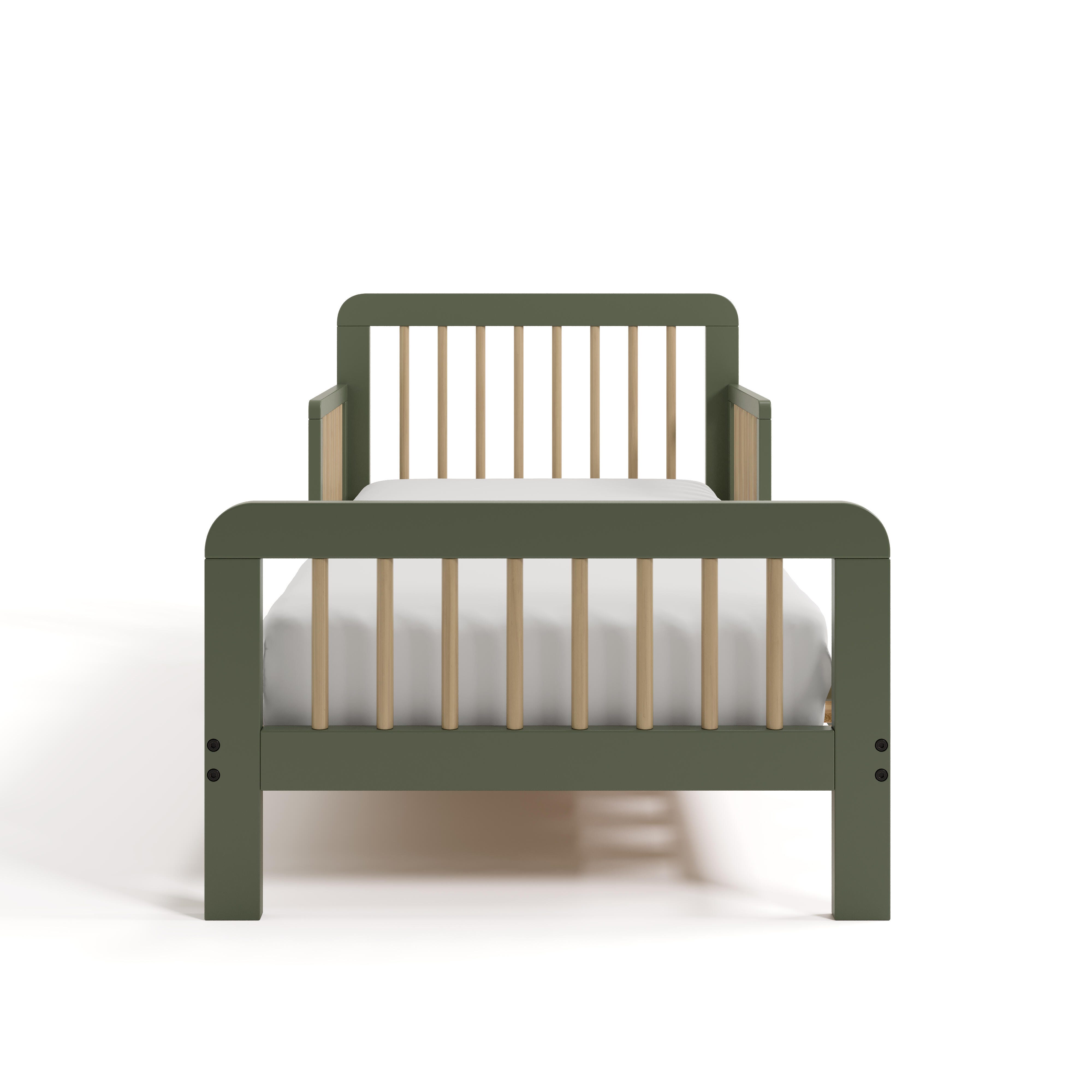 Storkcraft Pasadena Toddler Bed with Guardrails, Olive/Driftwood, large