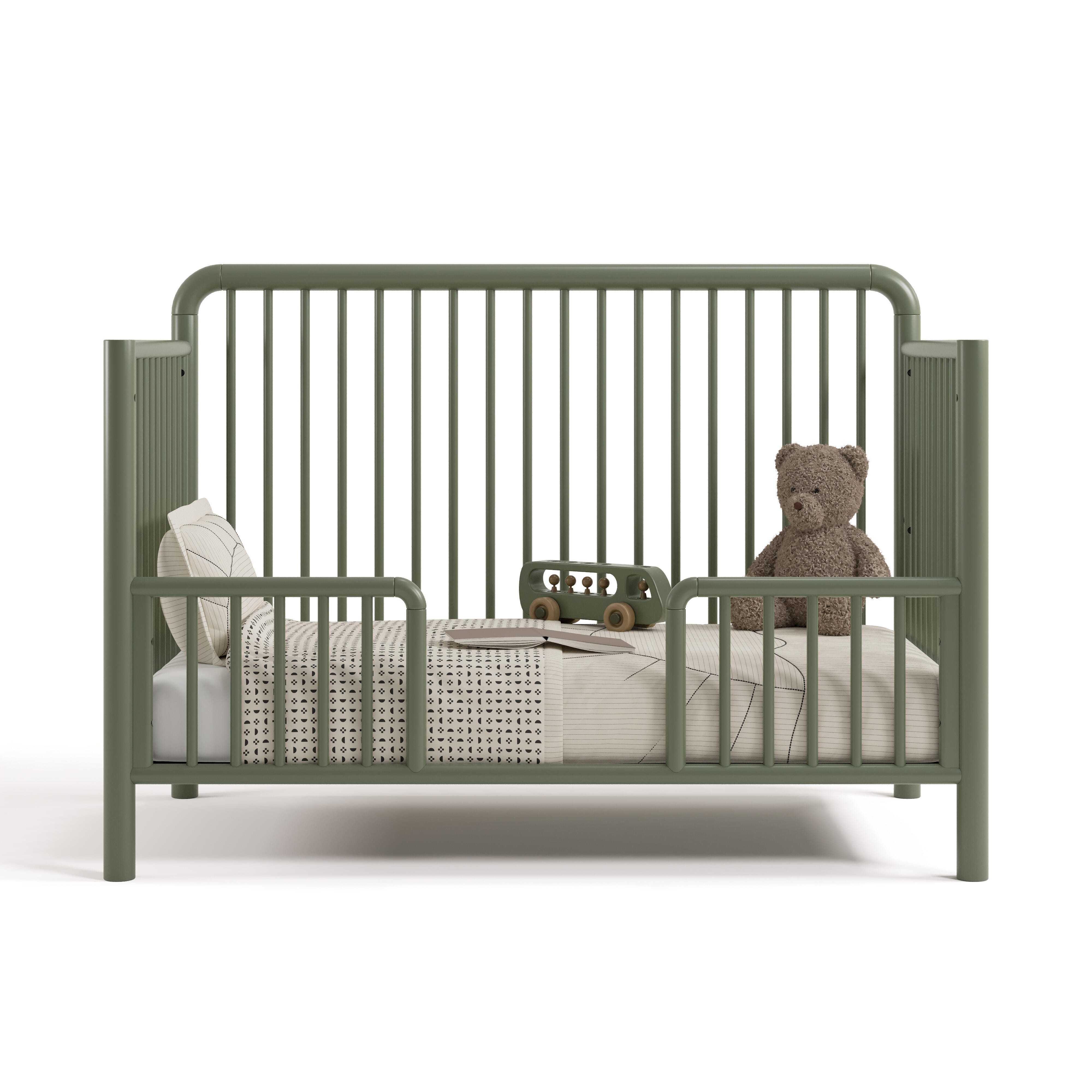 Storkcraft Porto 5-in-1 Convertible Crib with Guardrail, Olive, large