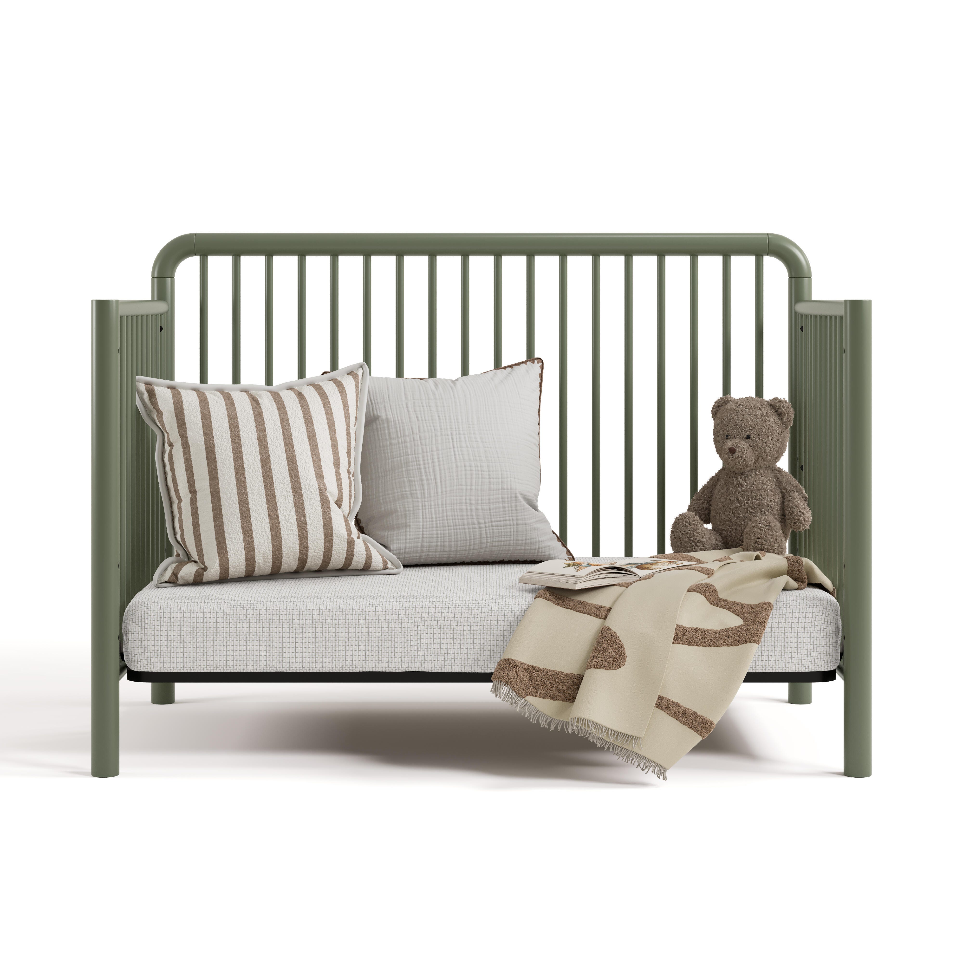 Storkcraft Porto 5-in-1 Convertible Crib with Guardrail, Olive, large