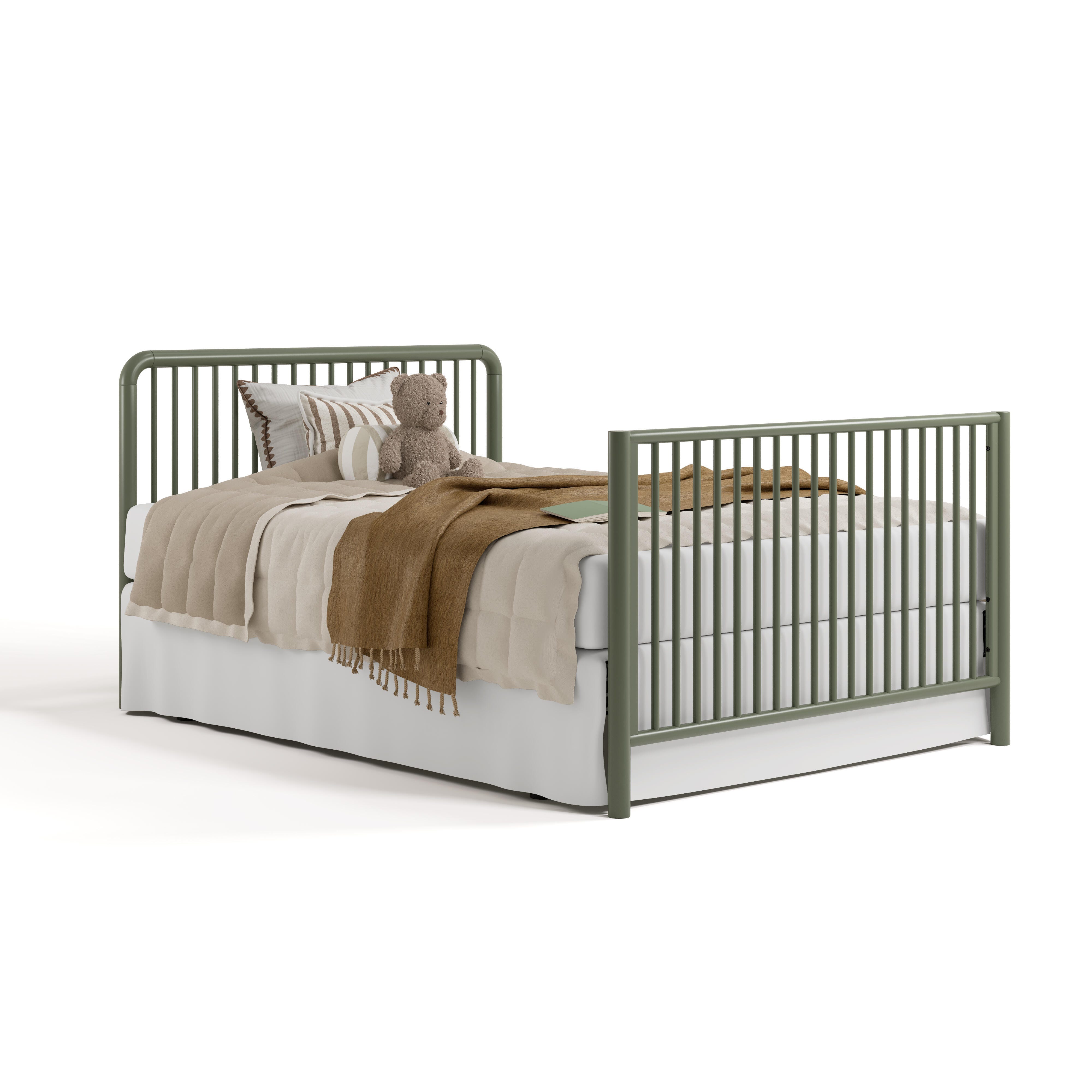 Storkcraft Porto 5-in-1 Convertible Crib with Guardrail, Olive, large