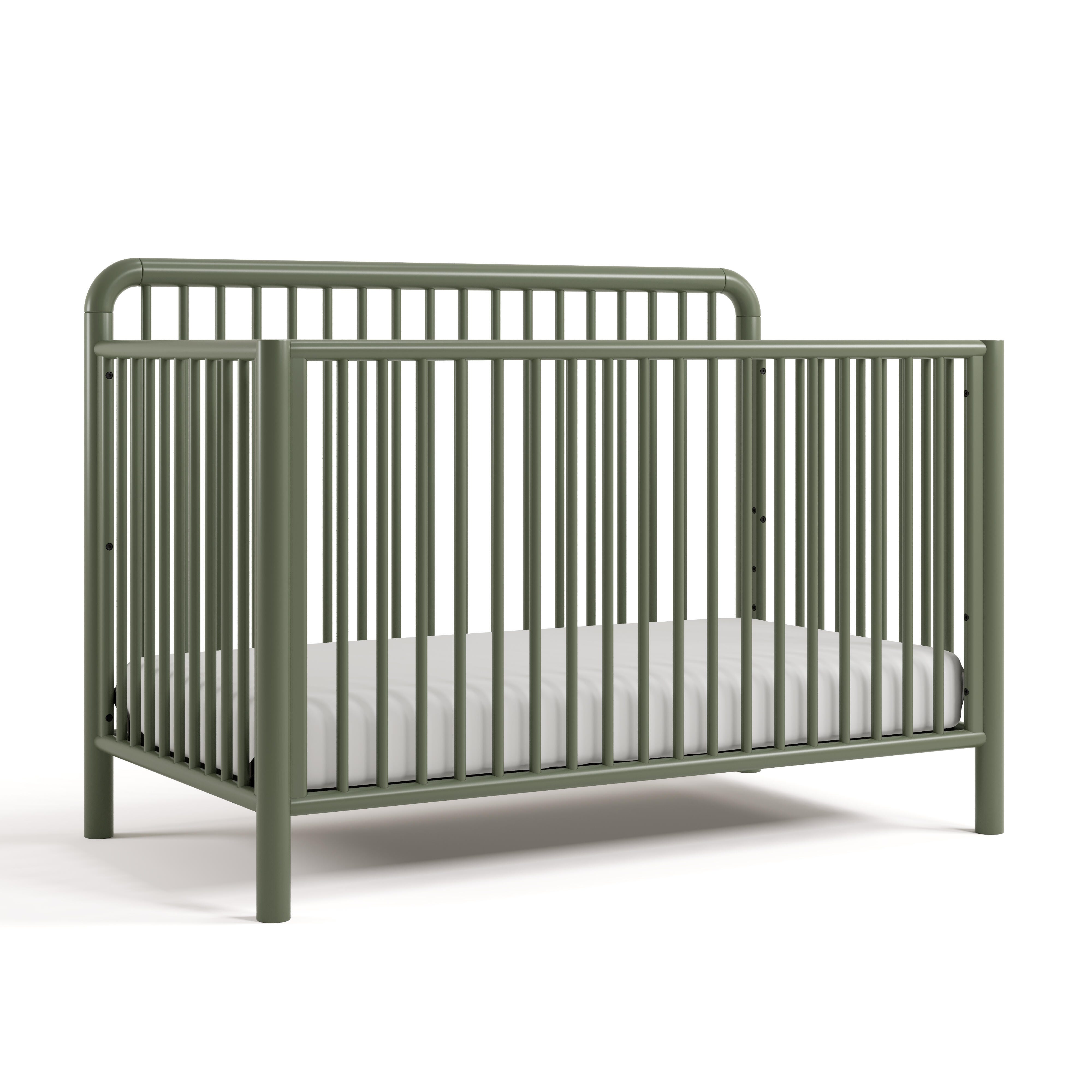 Storkcraft Porto 5-in-1 Convertible Crib with Guardrail, Olive, large