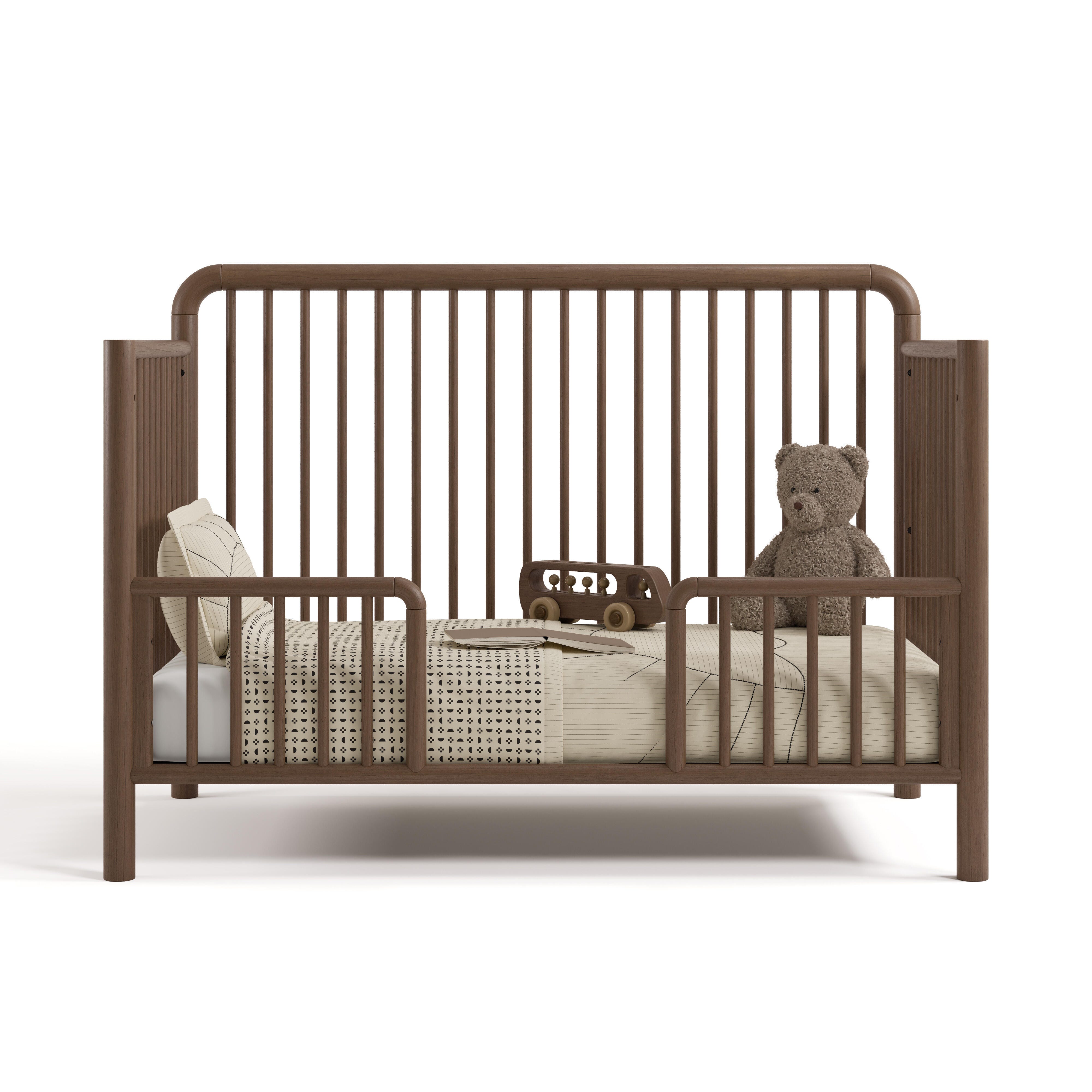 Storkcraft Porto 5-in-1 Convertible Crib with Guardrail, Hazelnut, large