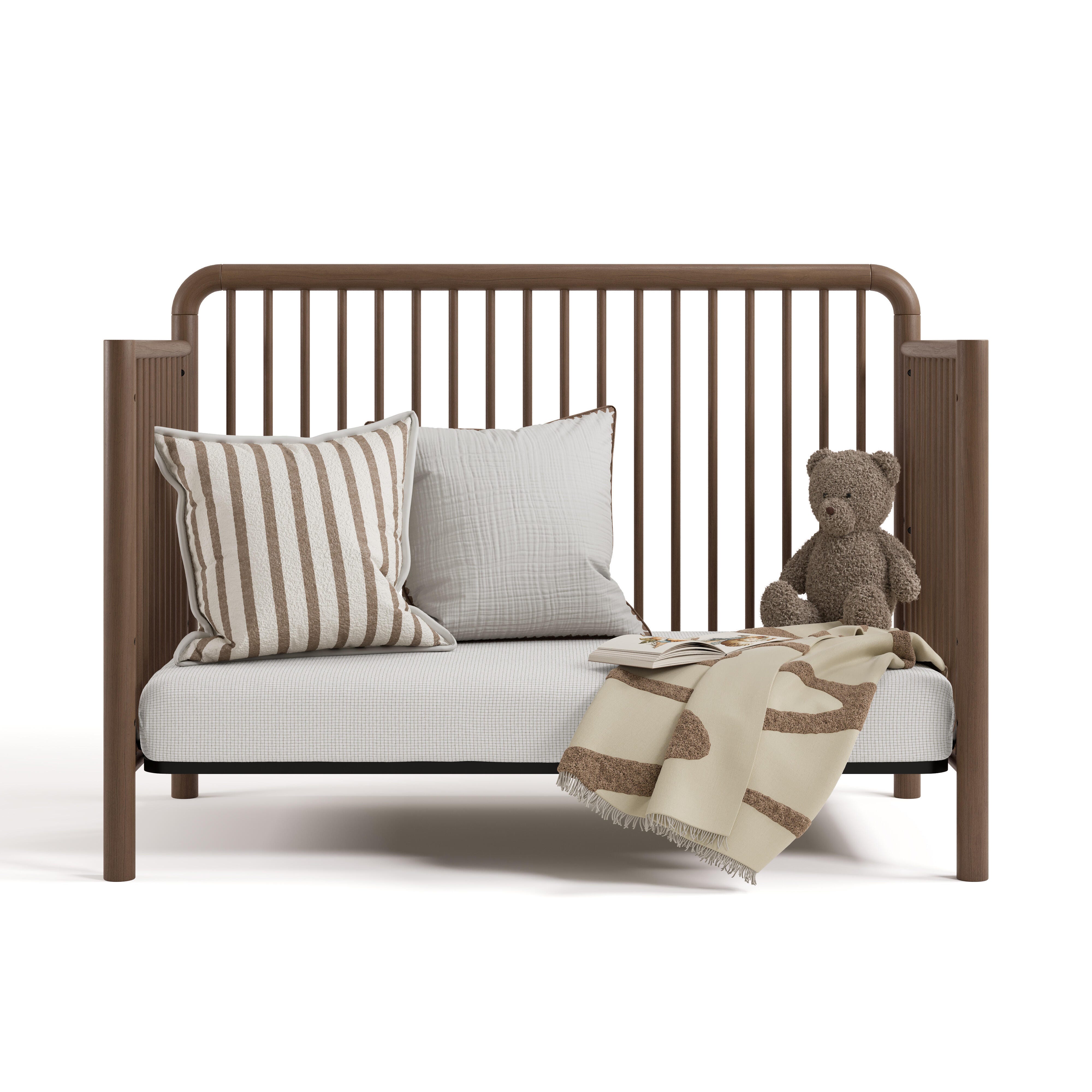 Storkcraft Porto 5-in-1 Convertible Crib with Guardrail, Hazelnut, large