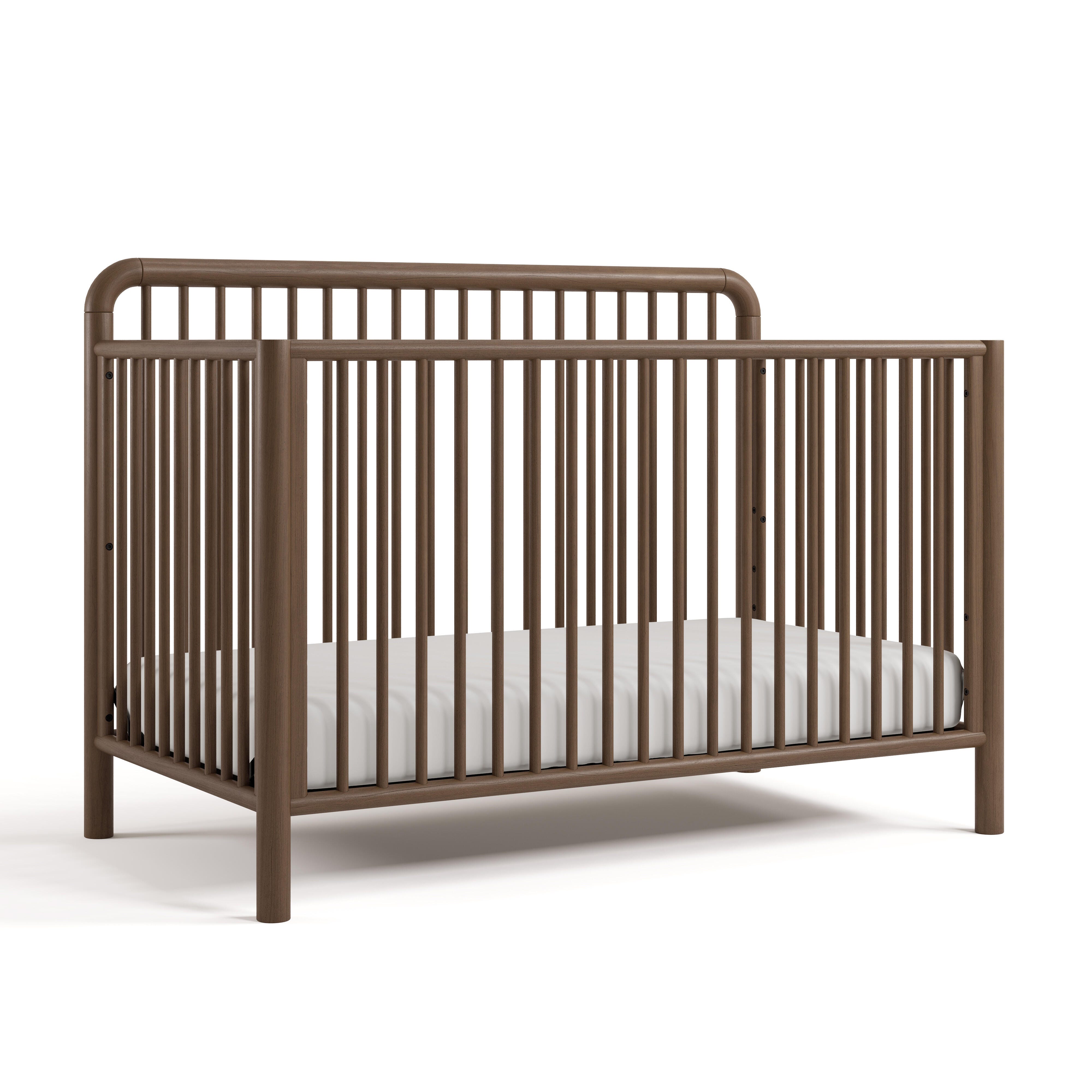 Storkcraft Porto 5-in-1 Convertible Crib with Guardrail, Hazelnut, large