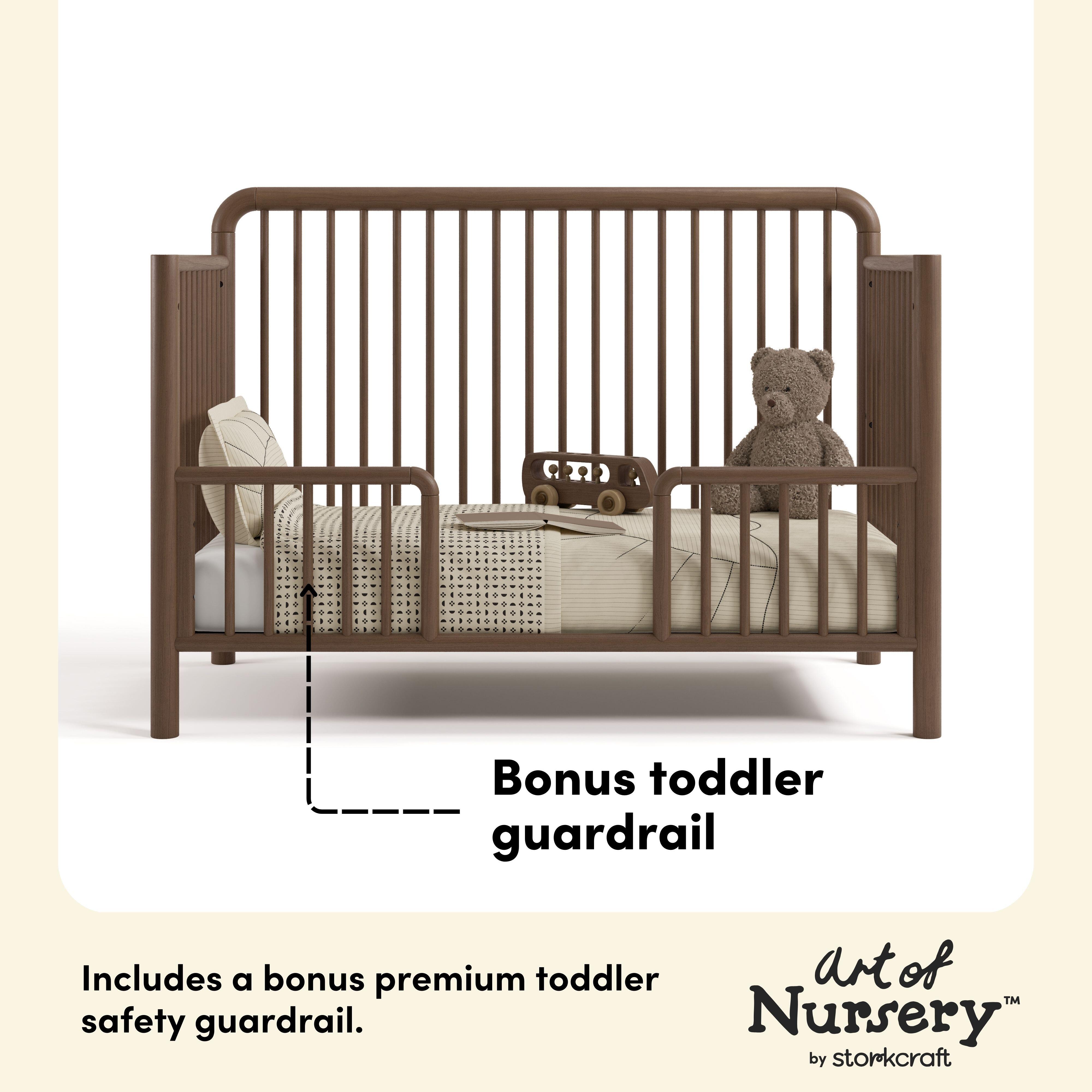 Storkcraft Porto 5-in-1 Convertible Crib with Guardrail, Hazelnut, large