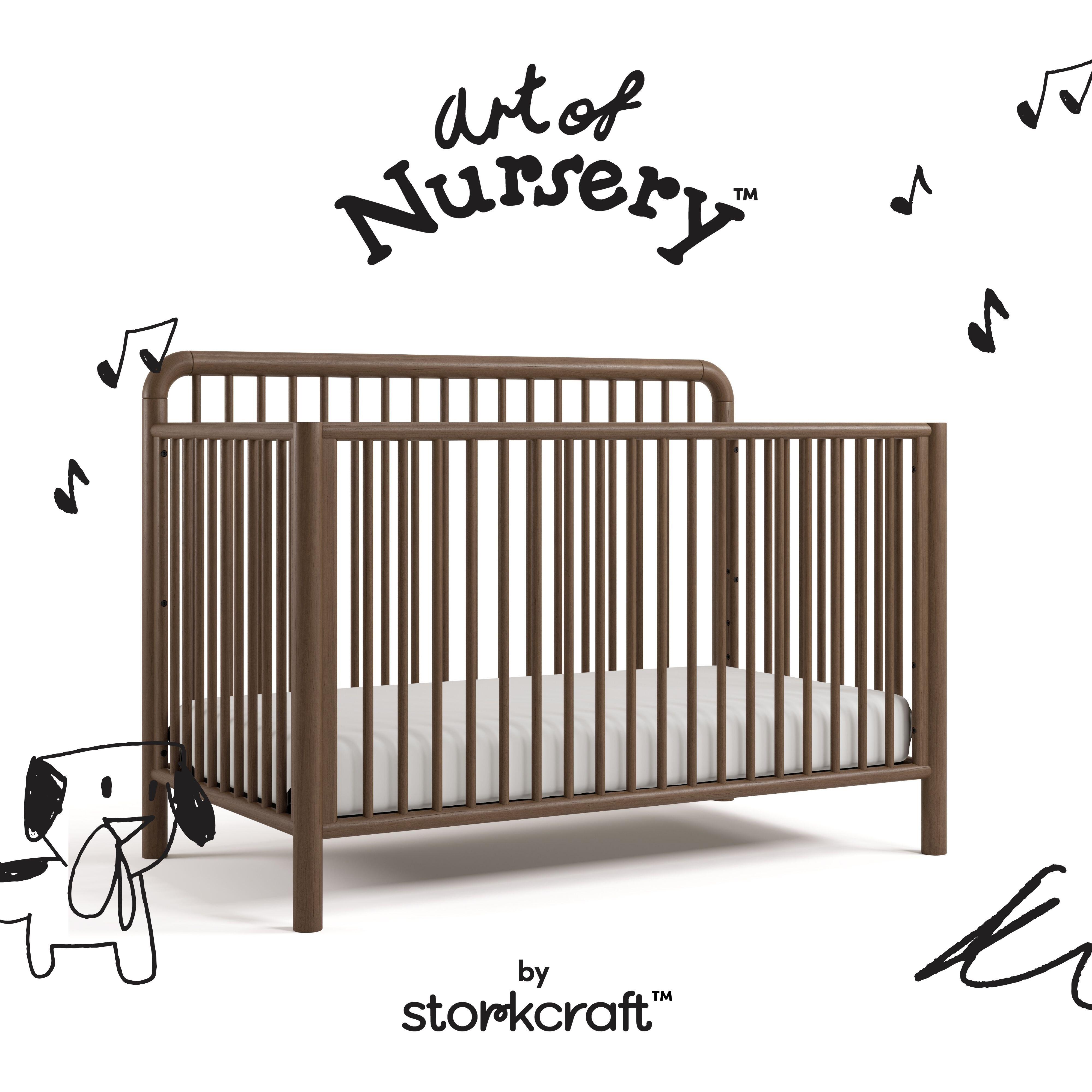 Storkcraft Porto 5-in-1 Convertible Crib with Guardrail, Hazelnut, large