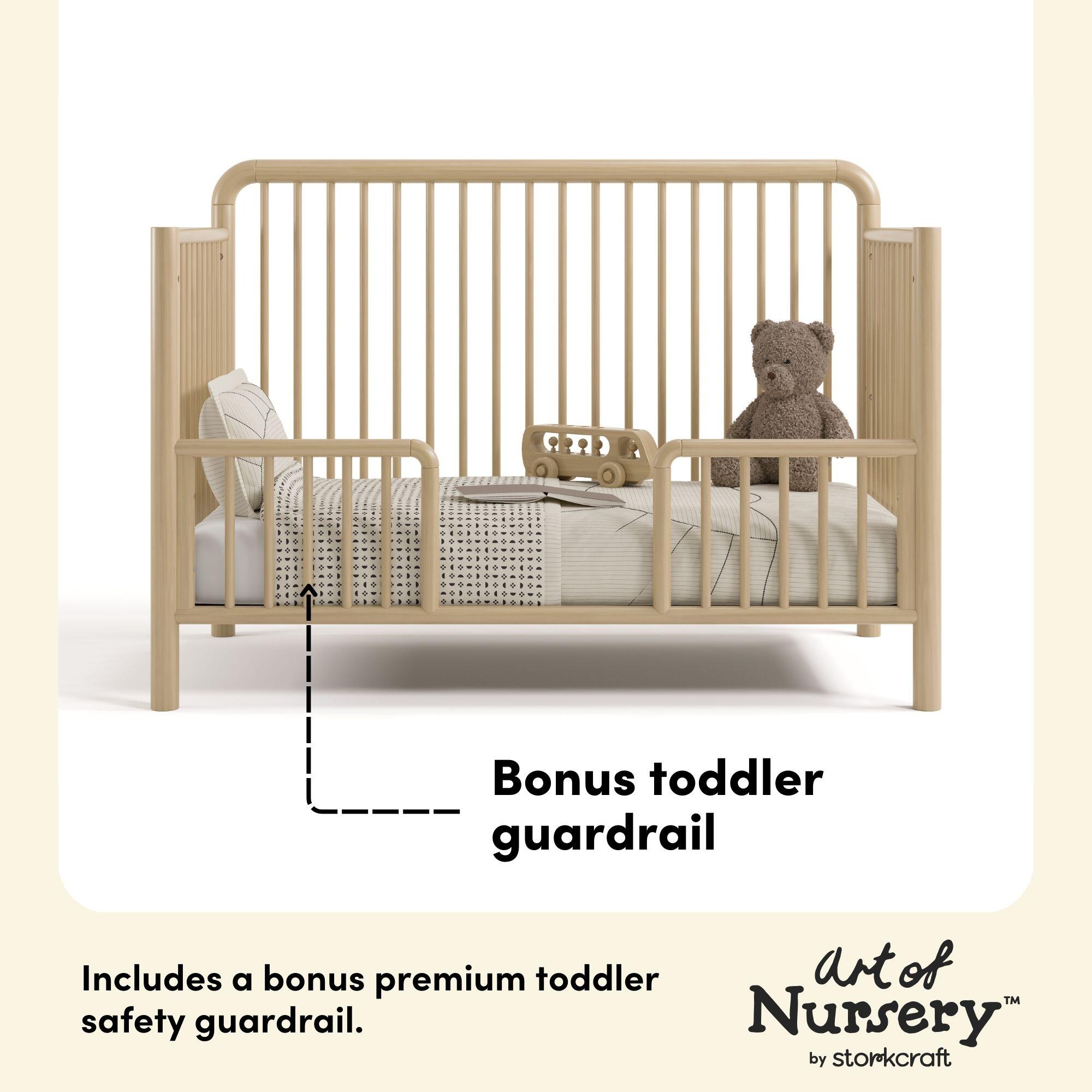 Storkcraft Porto 5-in-1 Convertible Crib with Guardrail, Driftwood, large