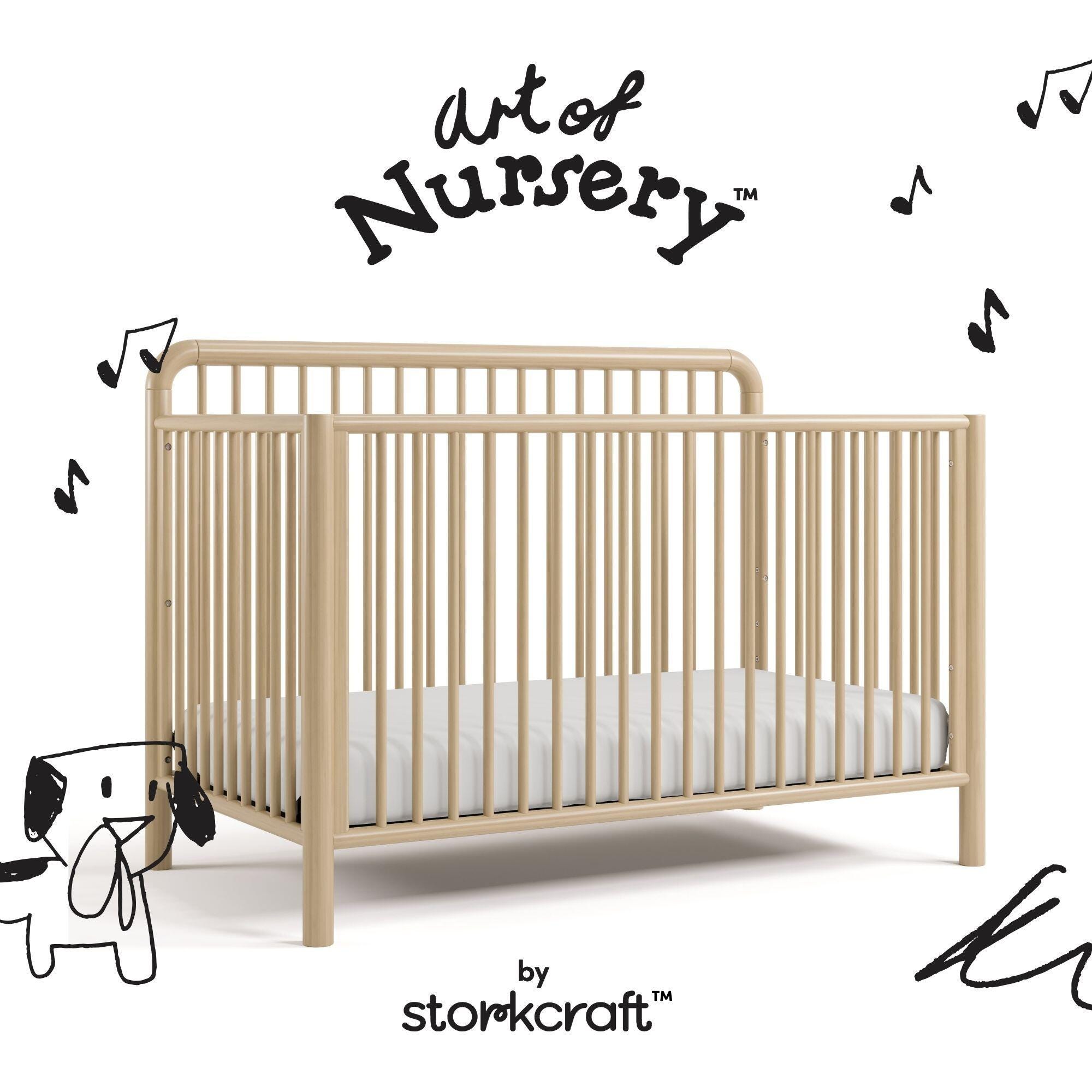 Storkcraft Porto 5-in-1 Convertible Crib with Guardrail, Driftwood, large