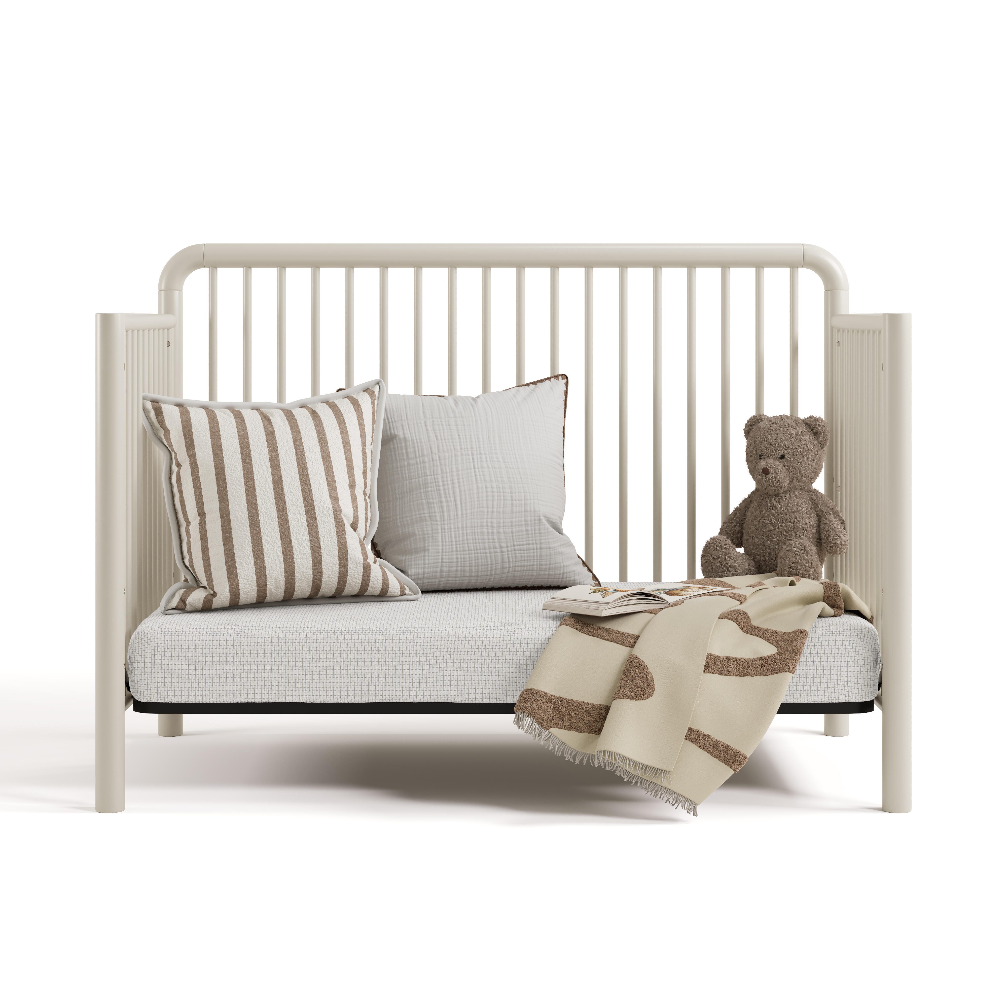 Storkcraft Porto 5-in-1 Convertible Crib with Guardrail, Frosted Oat, large