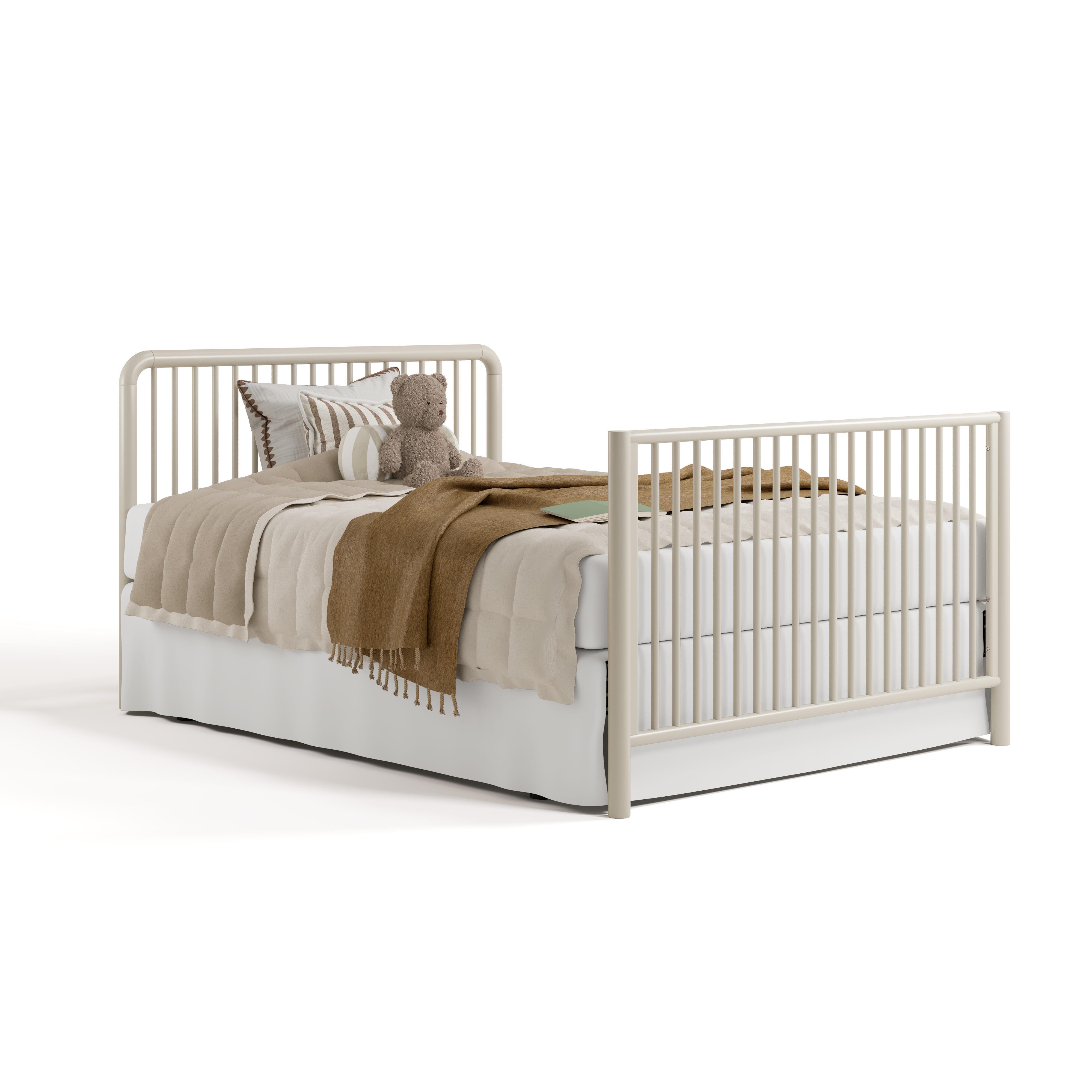 Storkcraft Porto 5-in-1 Convertible Crib with Guardrail, Frosted Oat, large