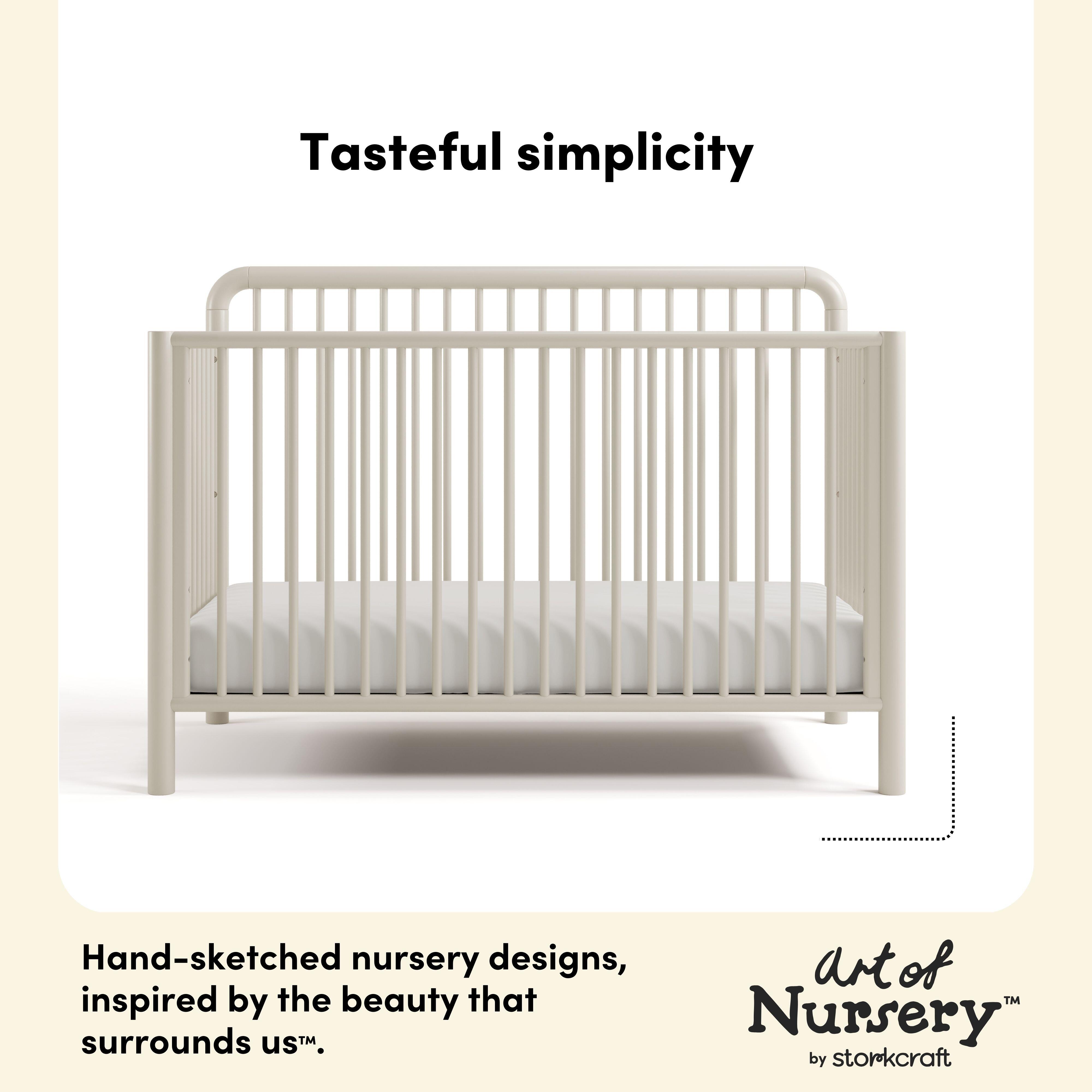 Storkcraft Porto 5-in-1 Convertible Crib with Guardrail, Frosted Oat, large