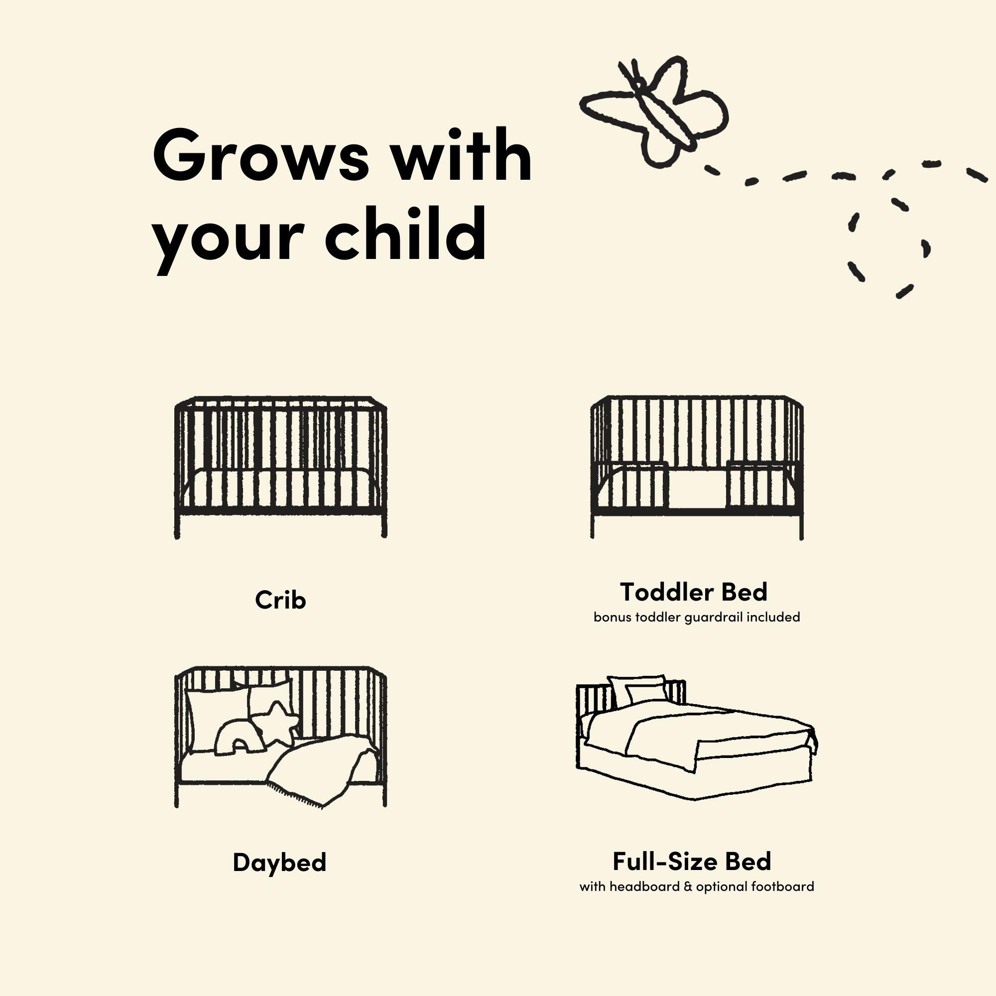 Storkcraft Porto 5-in-1 Convertible Crib with Guardrail, Frosted Oat, large