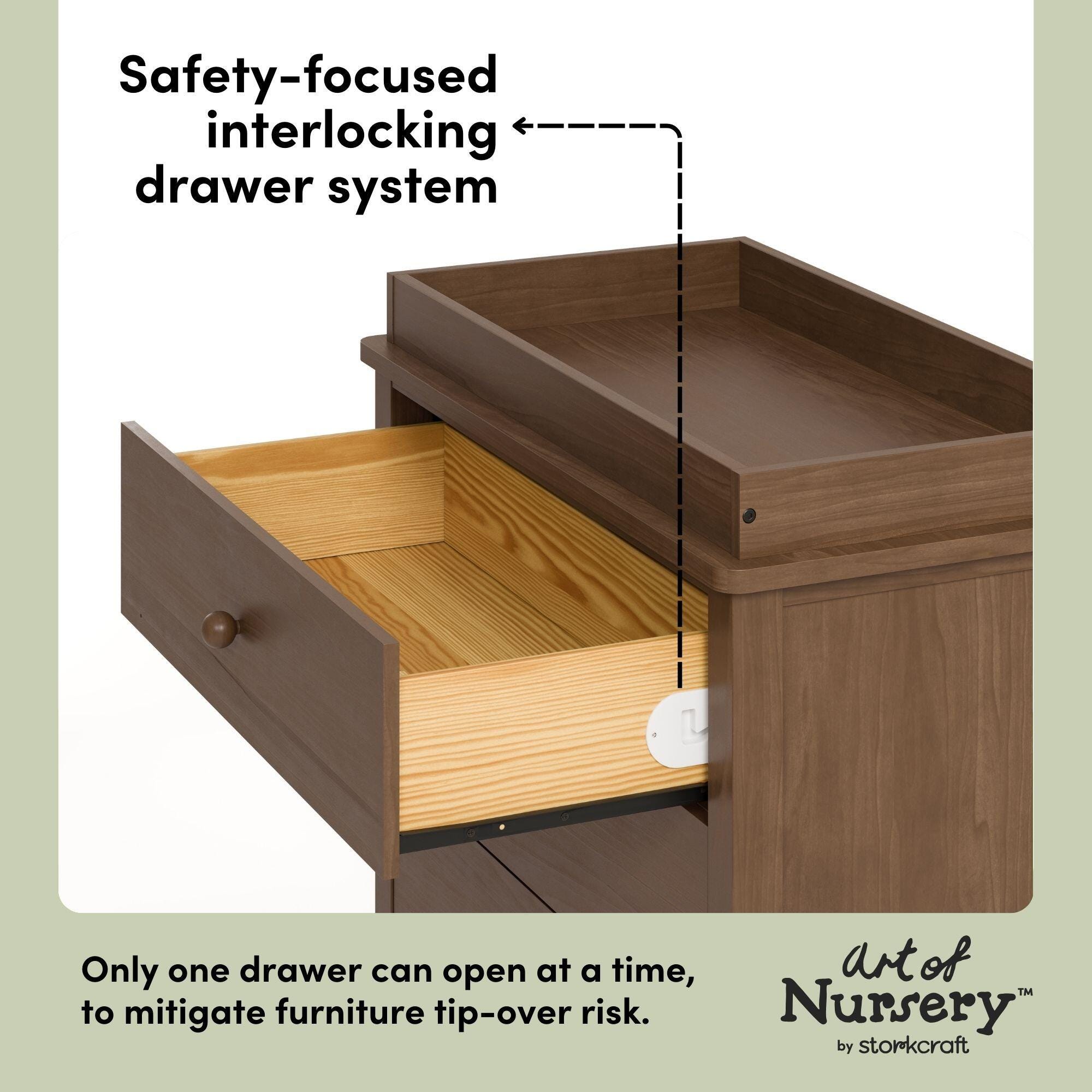 Storkcraft Rio 3 Drawer Chest with Removable Changing Topper, Hazelnut, large