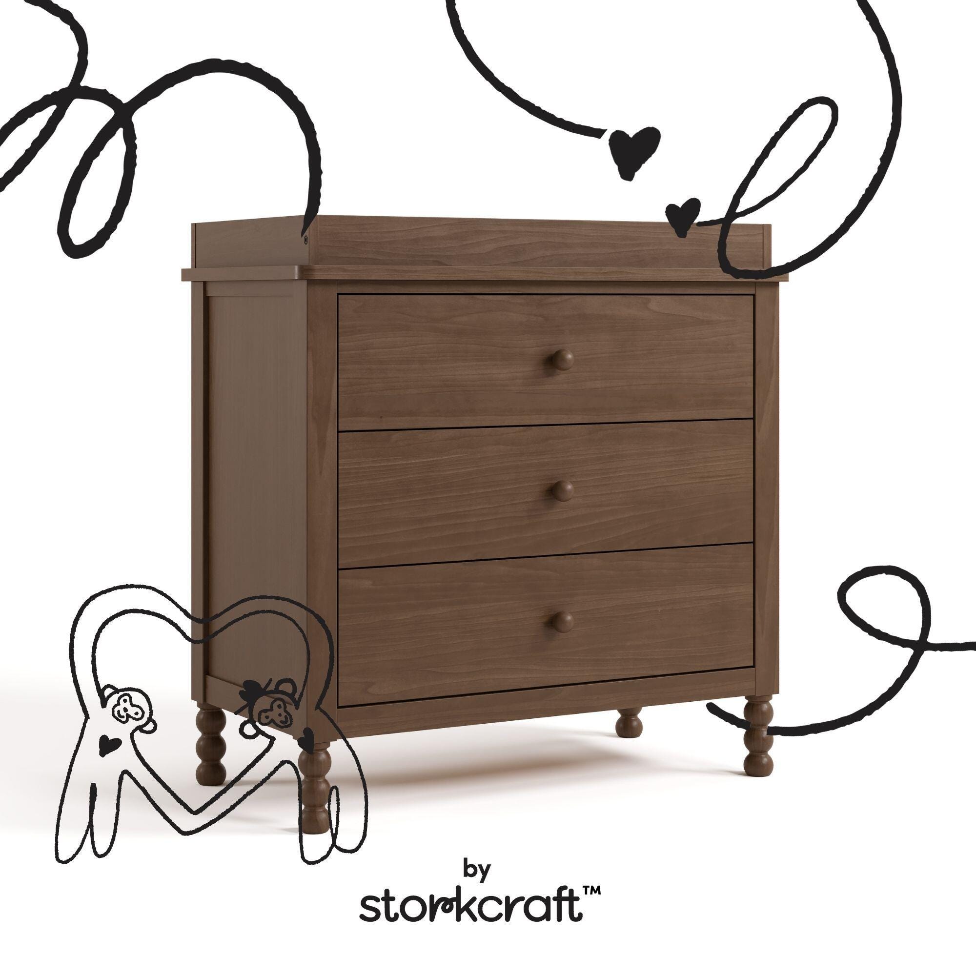 Storkcraft Rio 3 Drawer Chest with Removable Changing Topper, Hazelnut, large