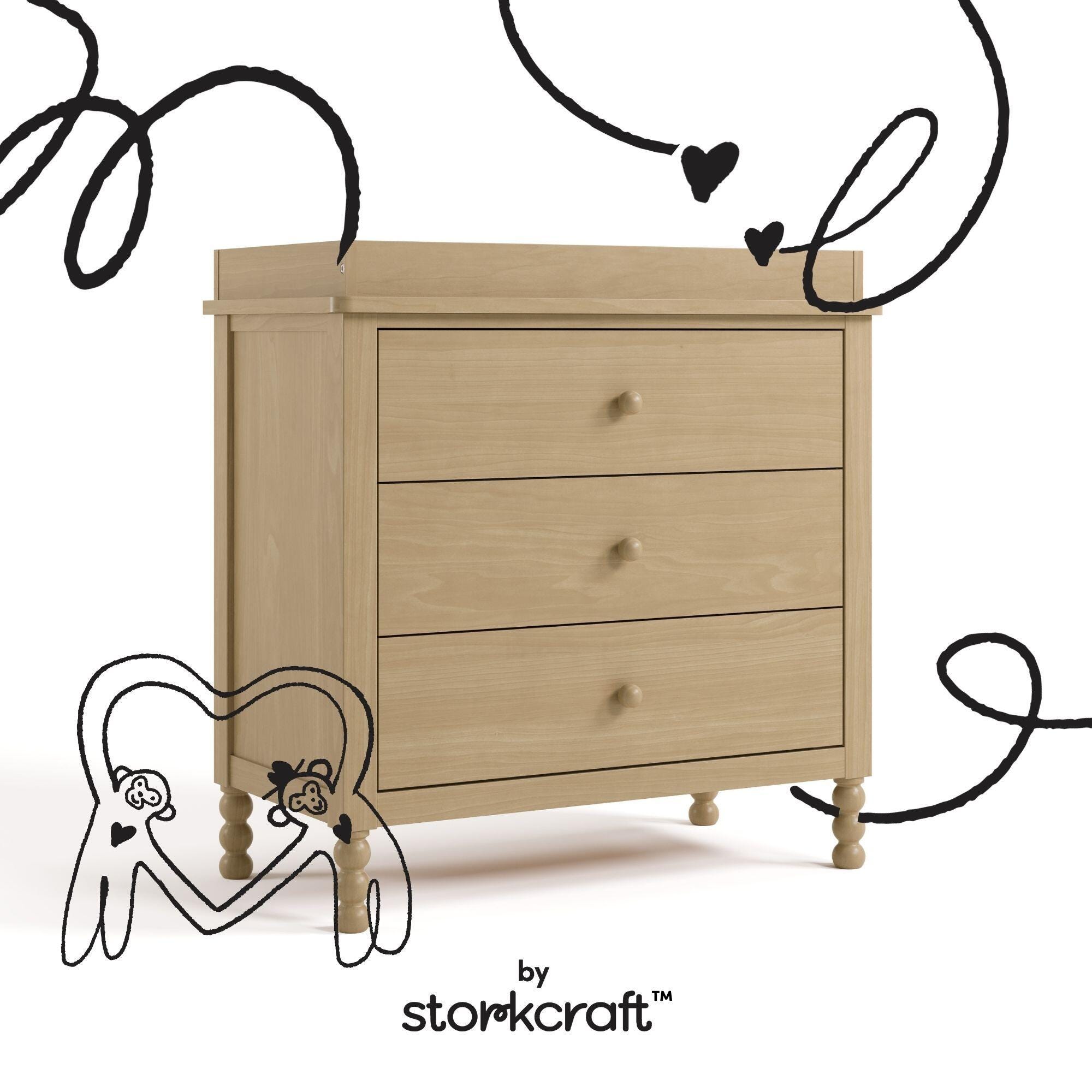 Storkcraft Rio 3 Drawer Chest with Removable Changing Topper, Driftwood, large
