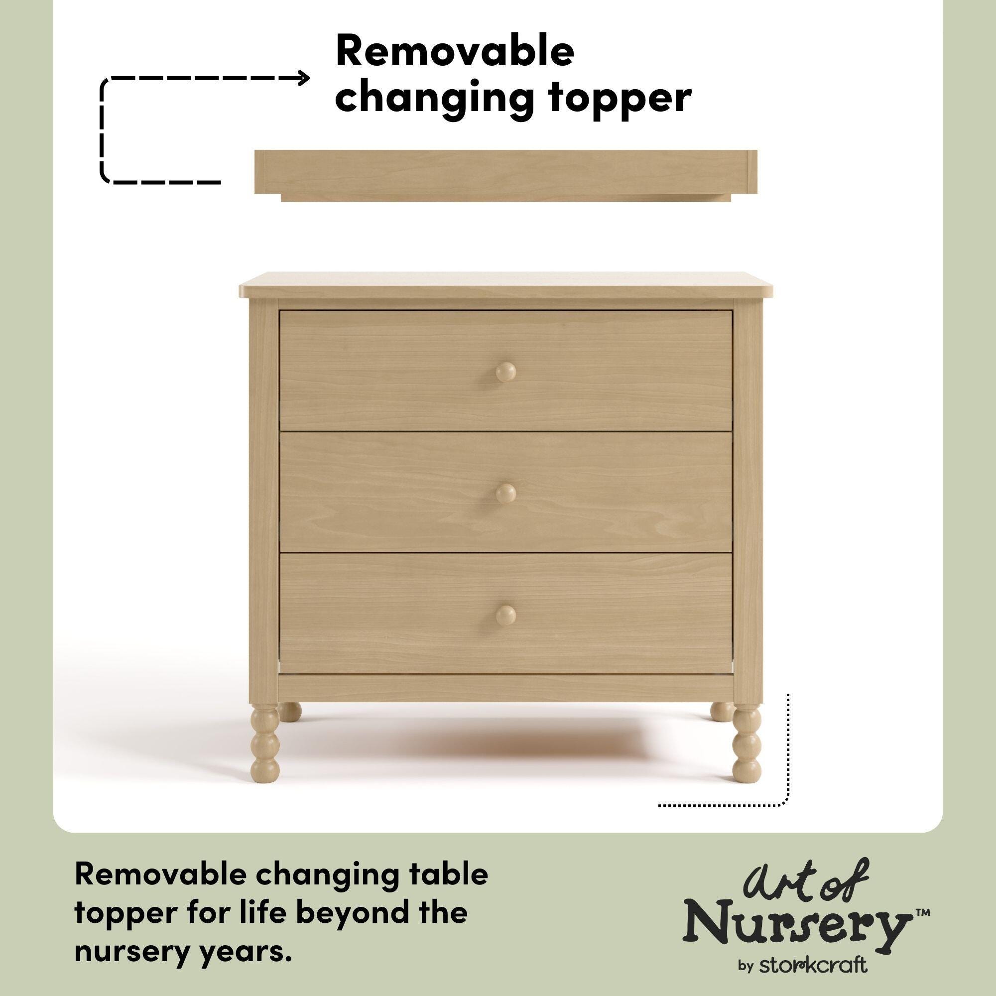 Storkcraft Rio 3 Drawer Chest with Removable Changing Topper, Driftwood, large
