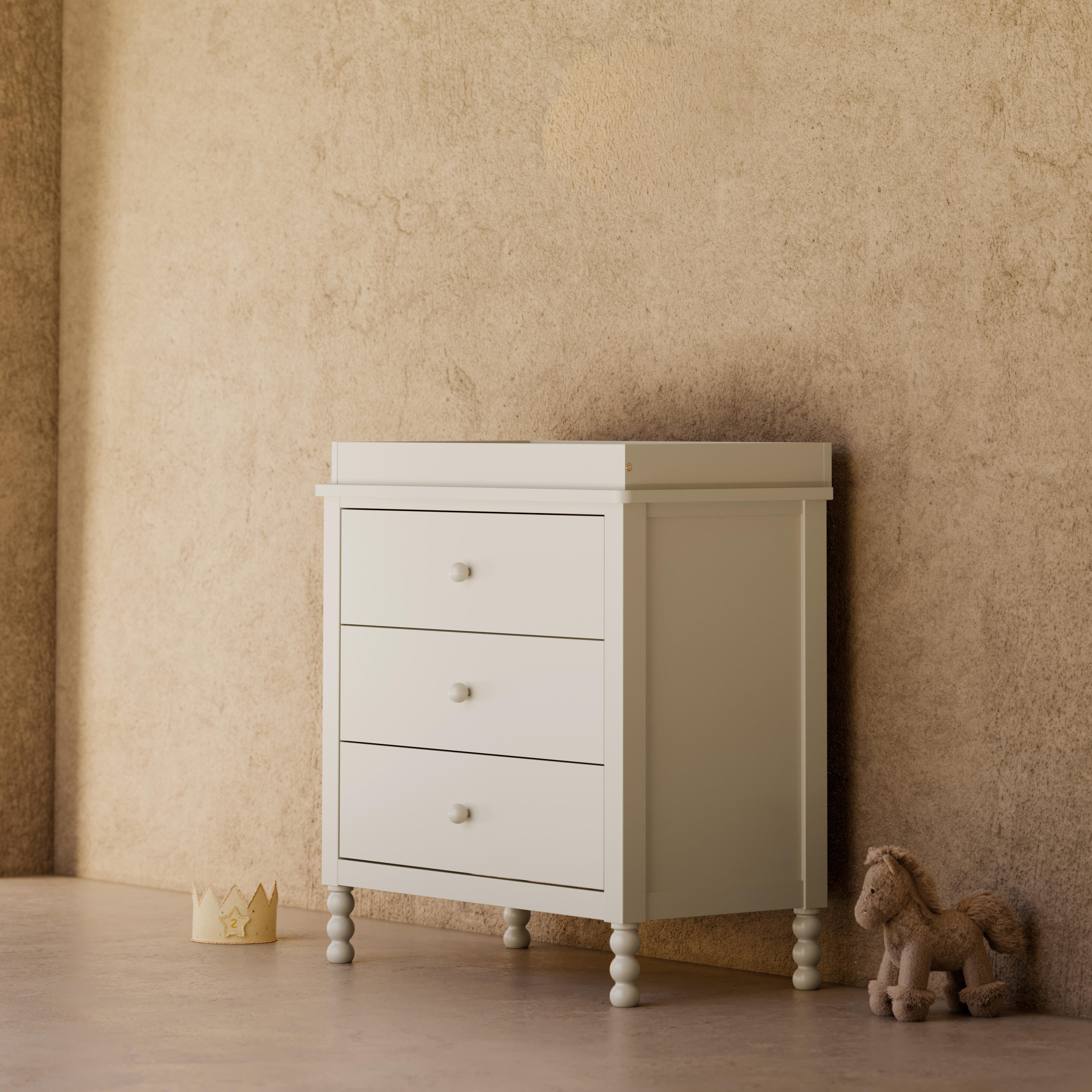 Storkcraft Rio 3 Drawer Chest with Removable Changing Topper, Frosted Oat, rollover