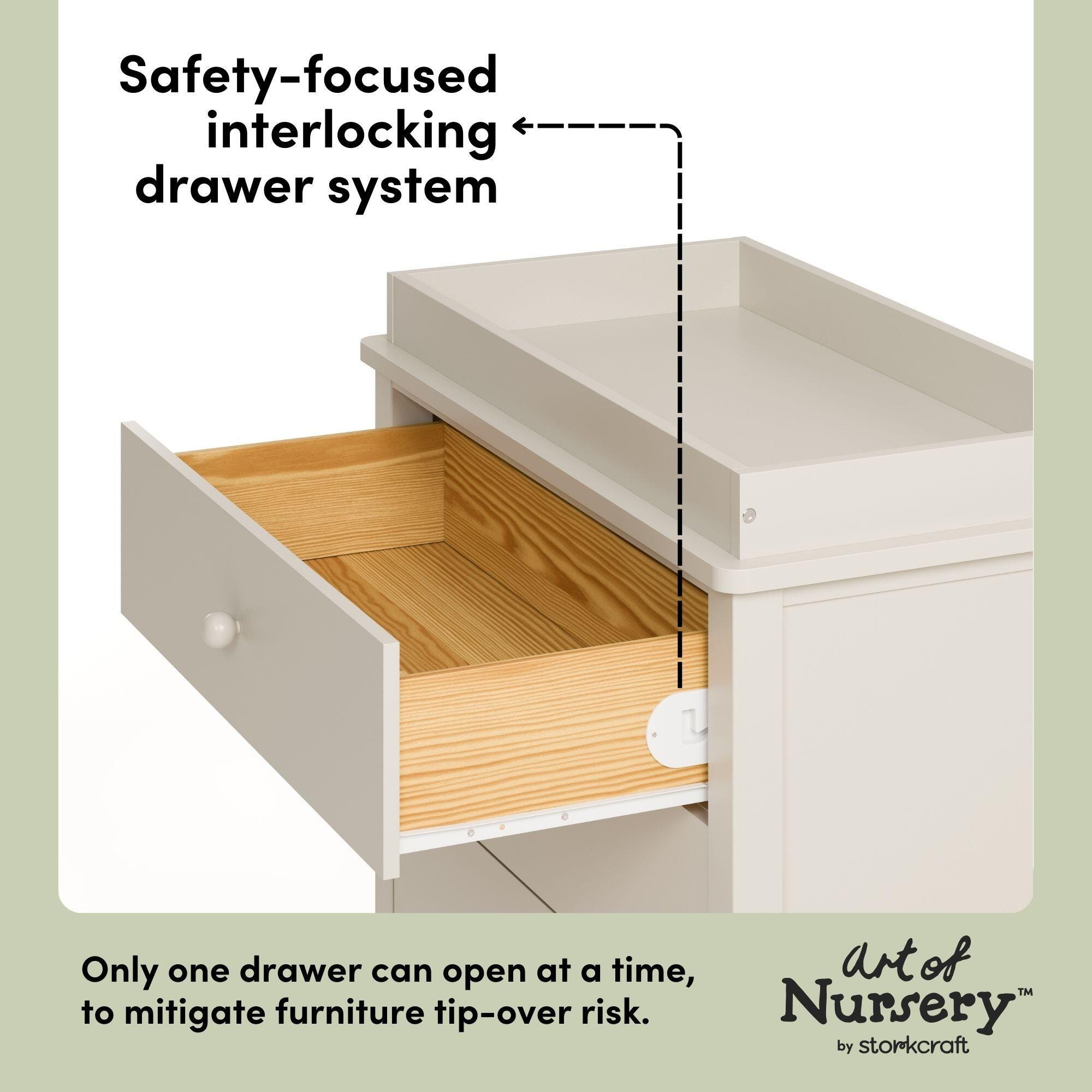Storkcraft Rio 3 Drawer Chest with Removable Changing Topper, Frosted Oat, large