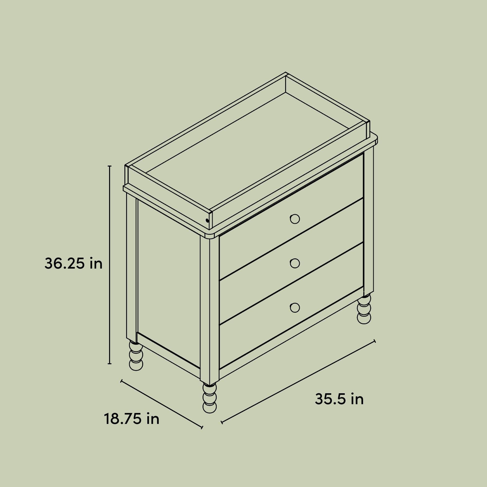 Storkcraft Rio 3 Drawer Chest with Removable Changing Topper, Frosted Oat, large