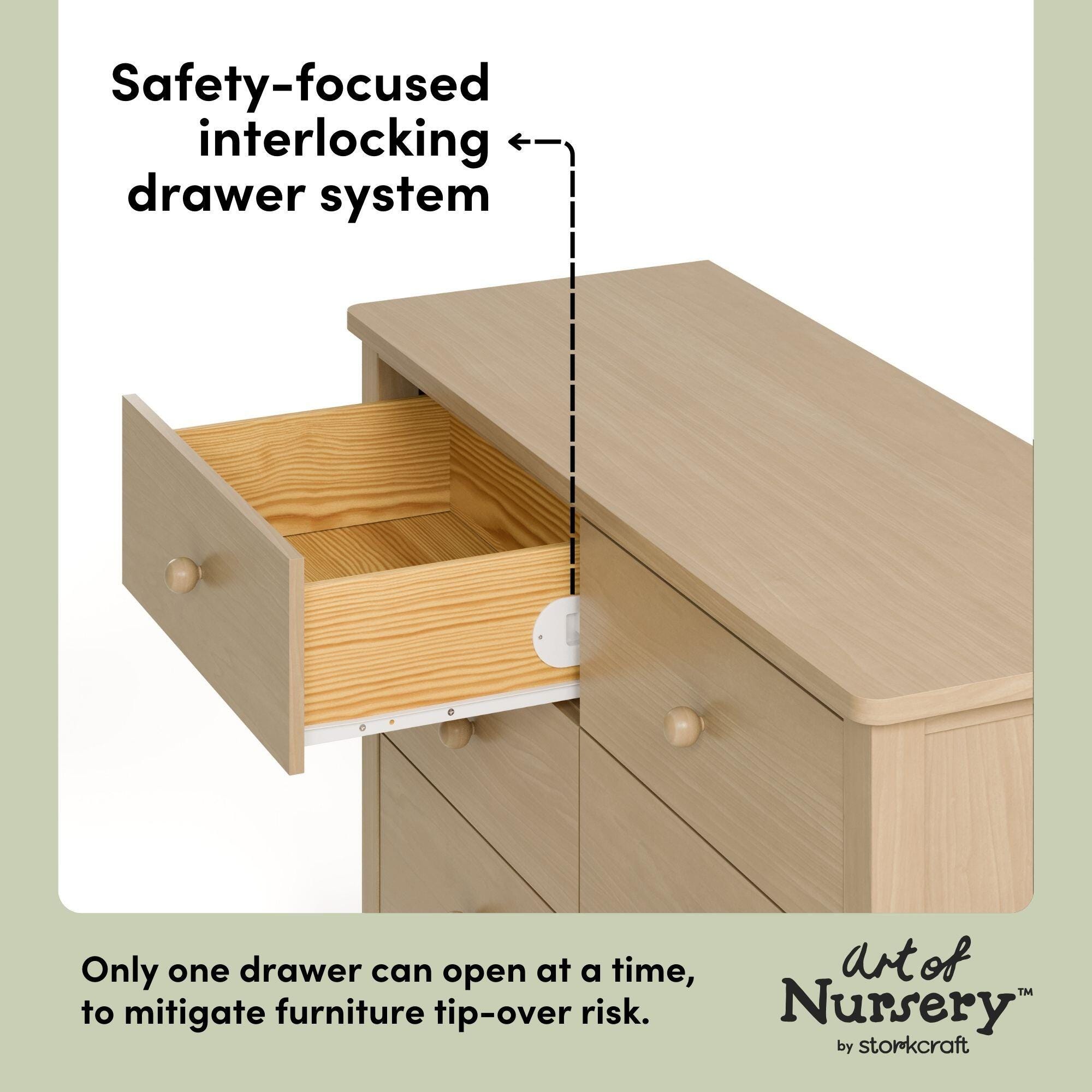Storkcraft Rio 6 Drawer Double Dresser, Driftwood, large