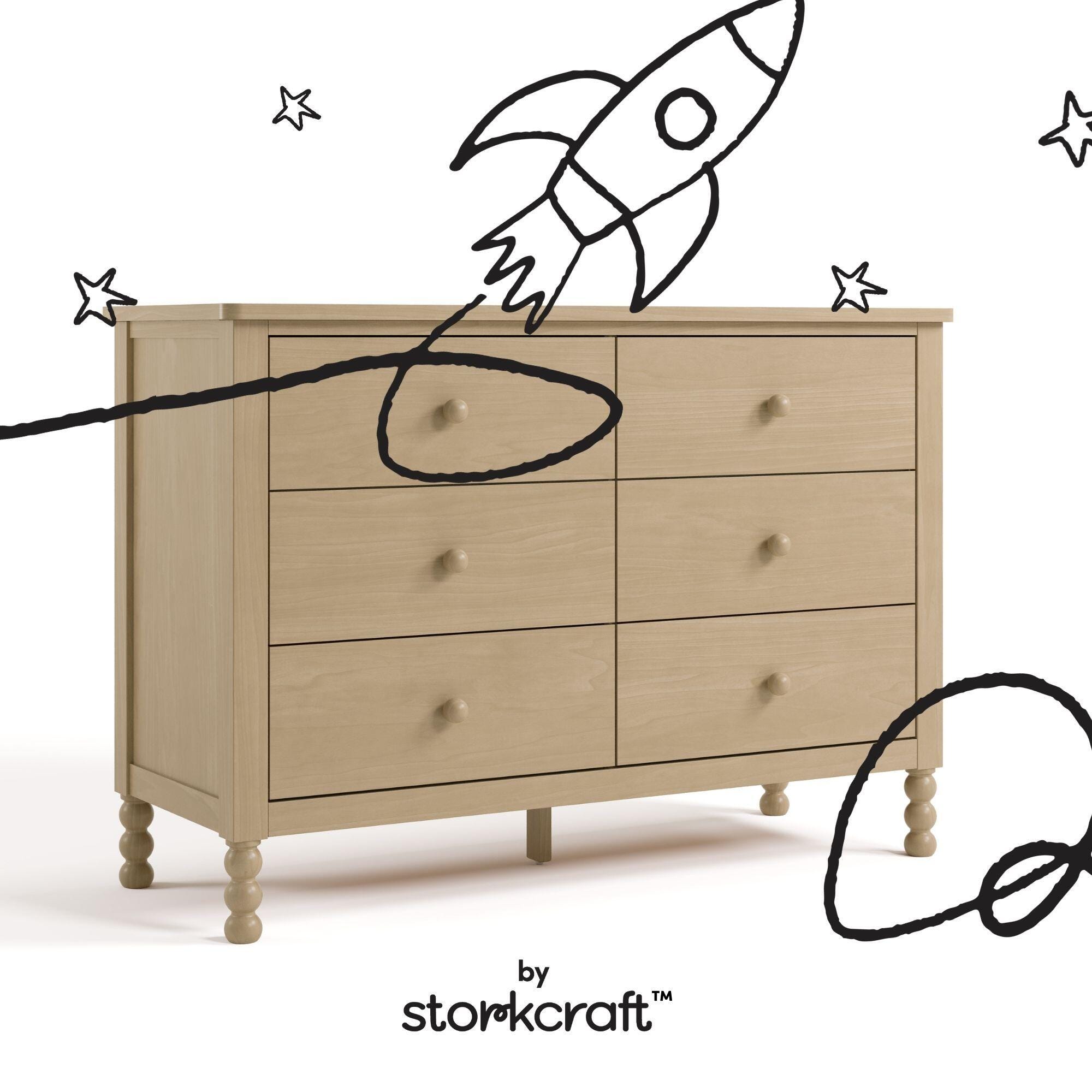 Storkcraft Rio 6 Drawer Double Dresser, Driftwood, large