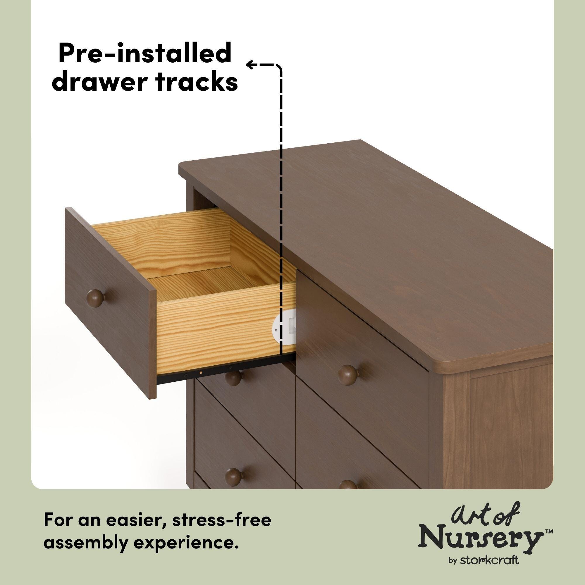 Storkcraft Rio 6 Drawer Double Dresser, Hazelnut, large