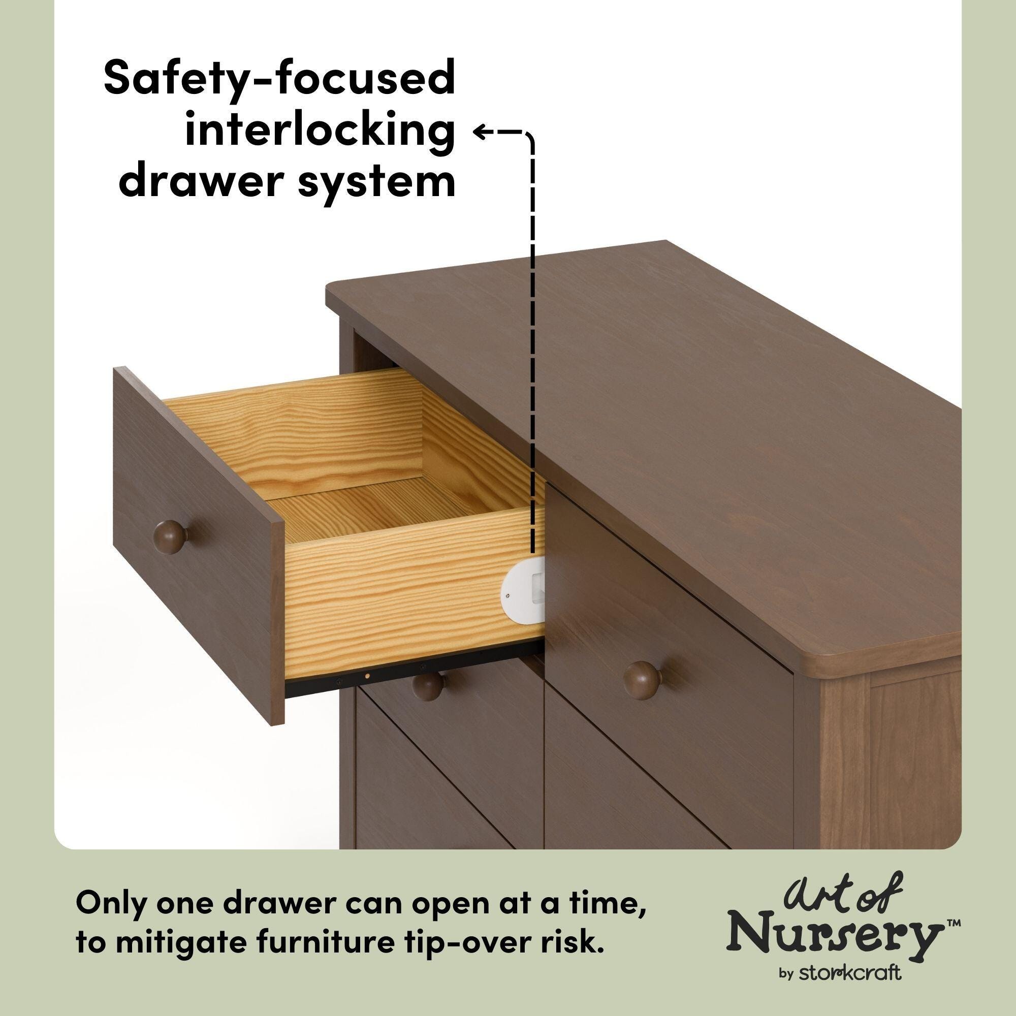 Storkcraft Rio 6 Drawer Double Dresser, Hazelnut, large