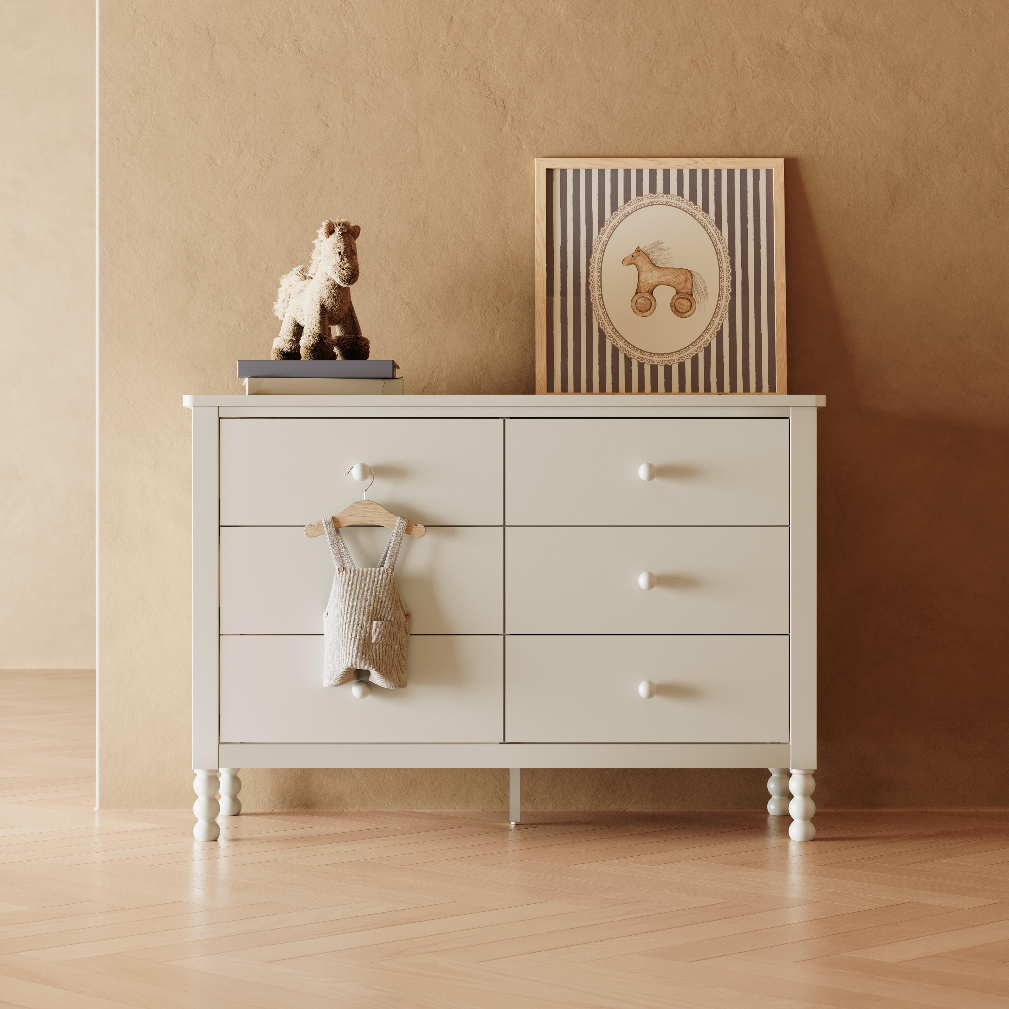 Storkcraft Rio 6 Drawer Double Dresser, Frosted Oat, rollover