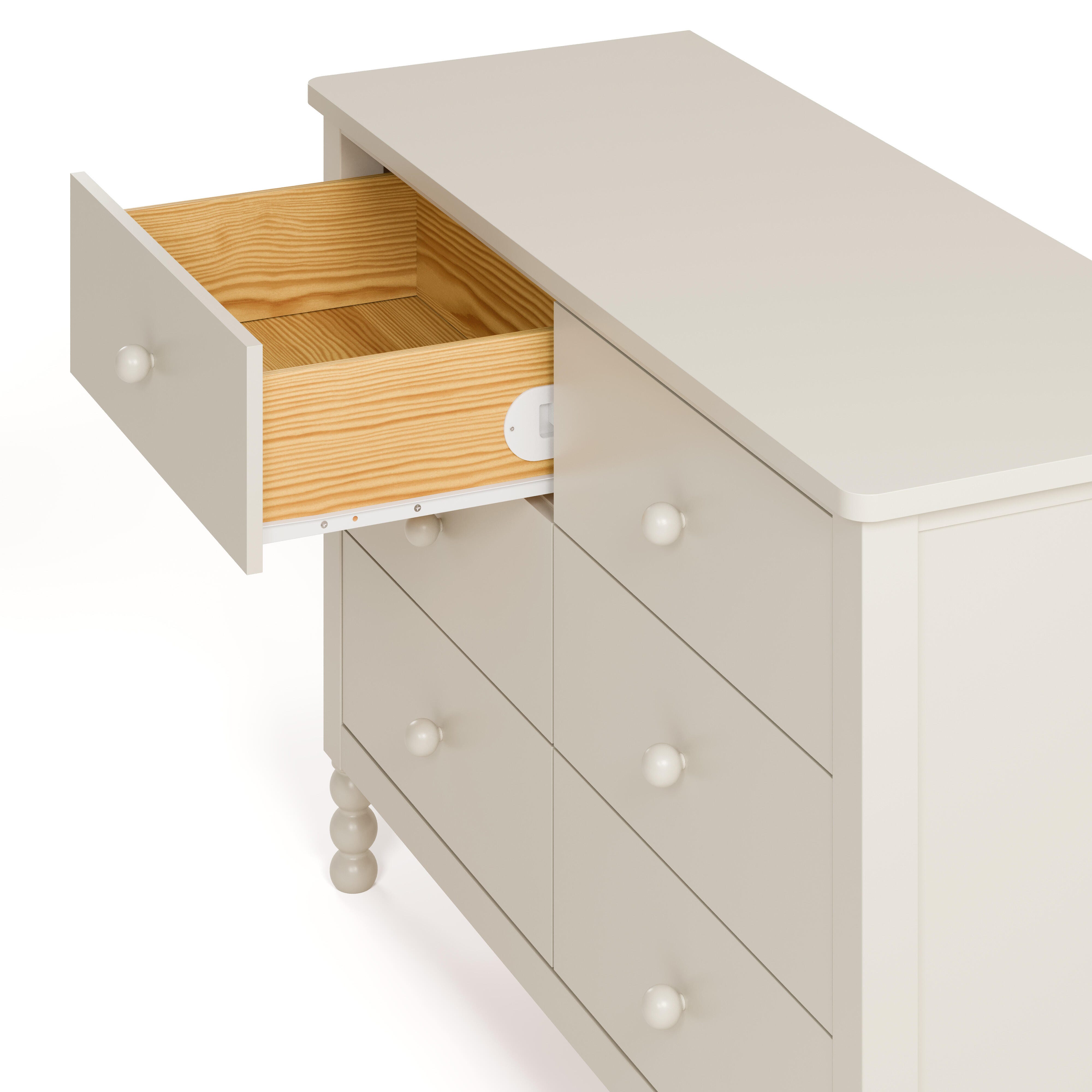 Storkcraft Rio 6 Drawer Double Dresser, Frosted Oat, large
