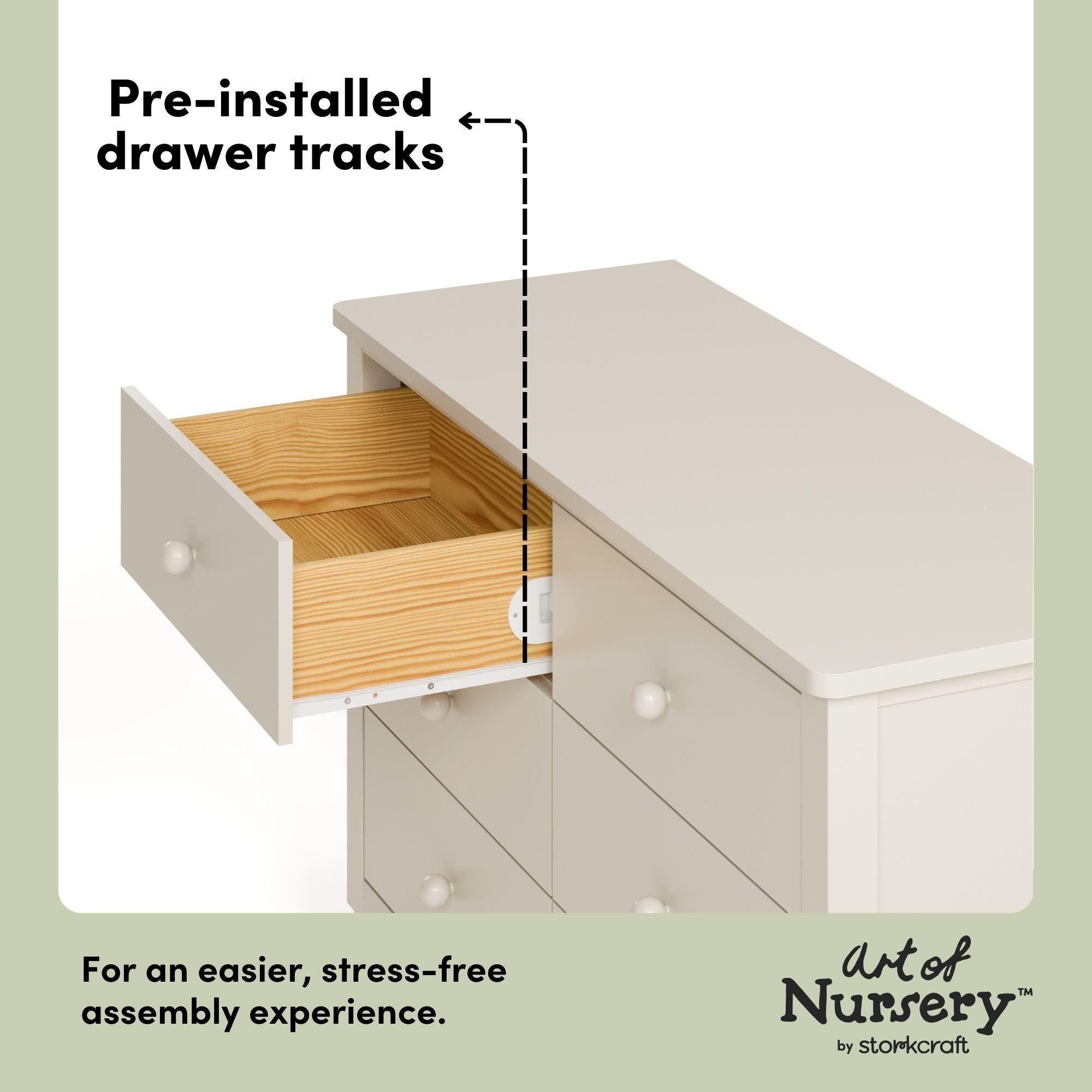 Storkcraft Rio 6 Drawer Double Dresser, Frosted Oat, large