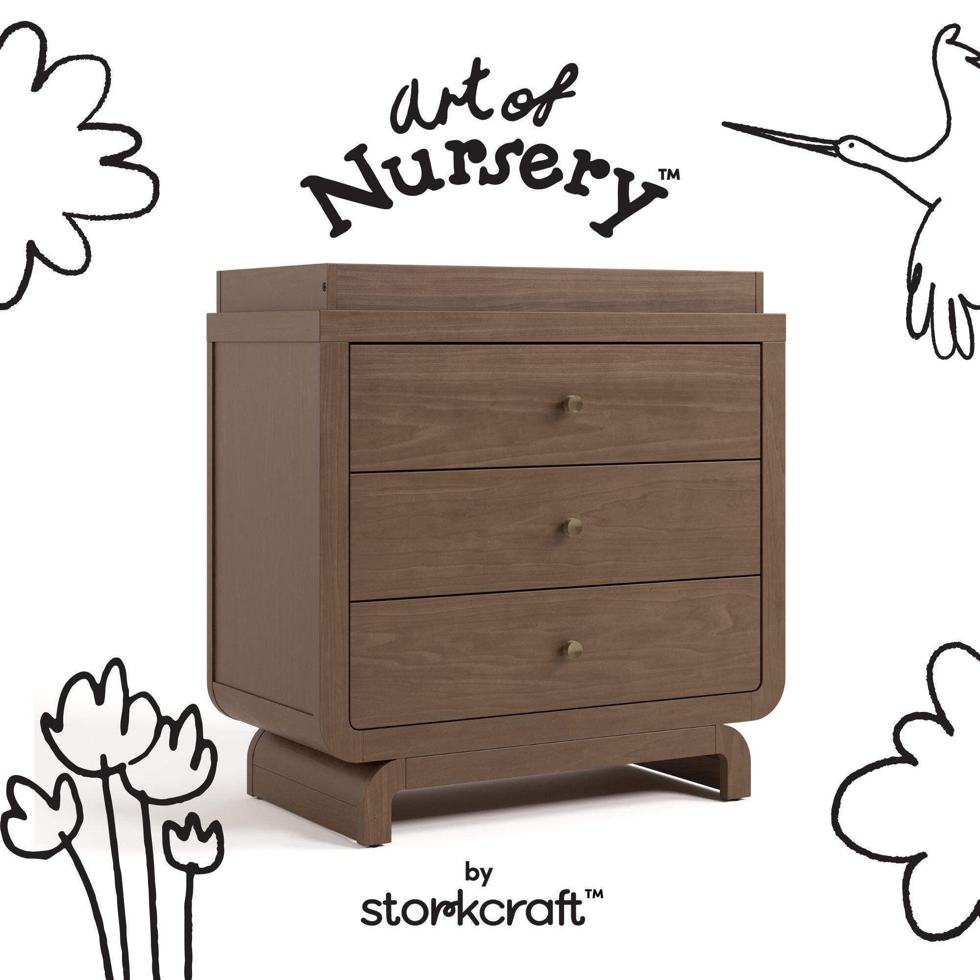 Storkcraft Santorini 3 Drawer Chest with Removable Changing Topper, Hazelnut, large