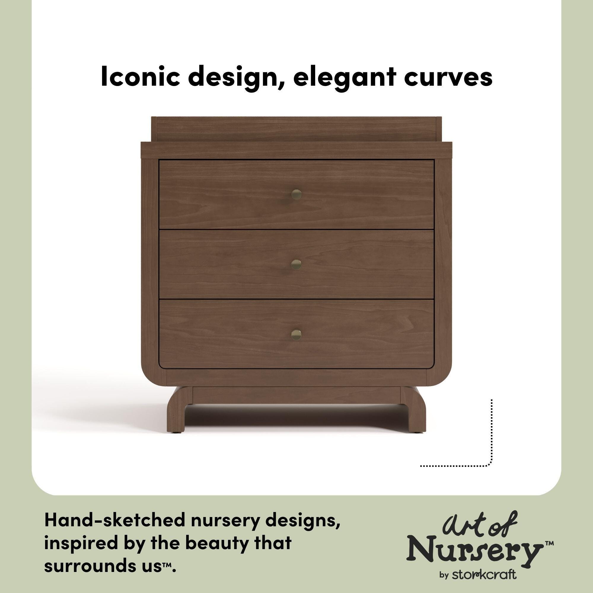Storkcraft Santorini 3 Drawer Chest with Removable Changing Topper, Hazelnut, large