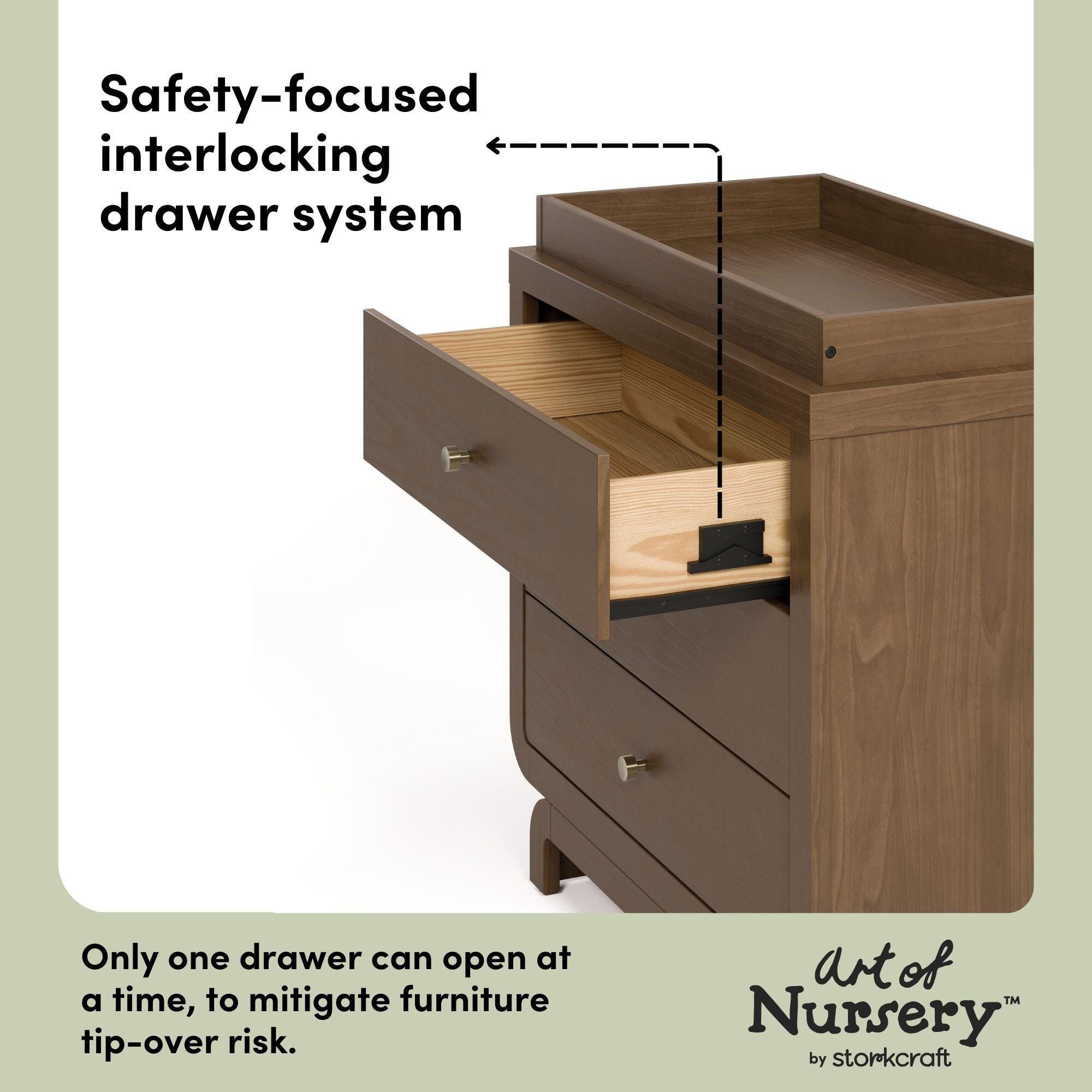 Storkcraft Santorini 3 Drawer Chest with Removable Changing Topper, Hazelnut, large