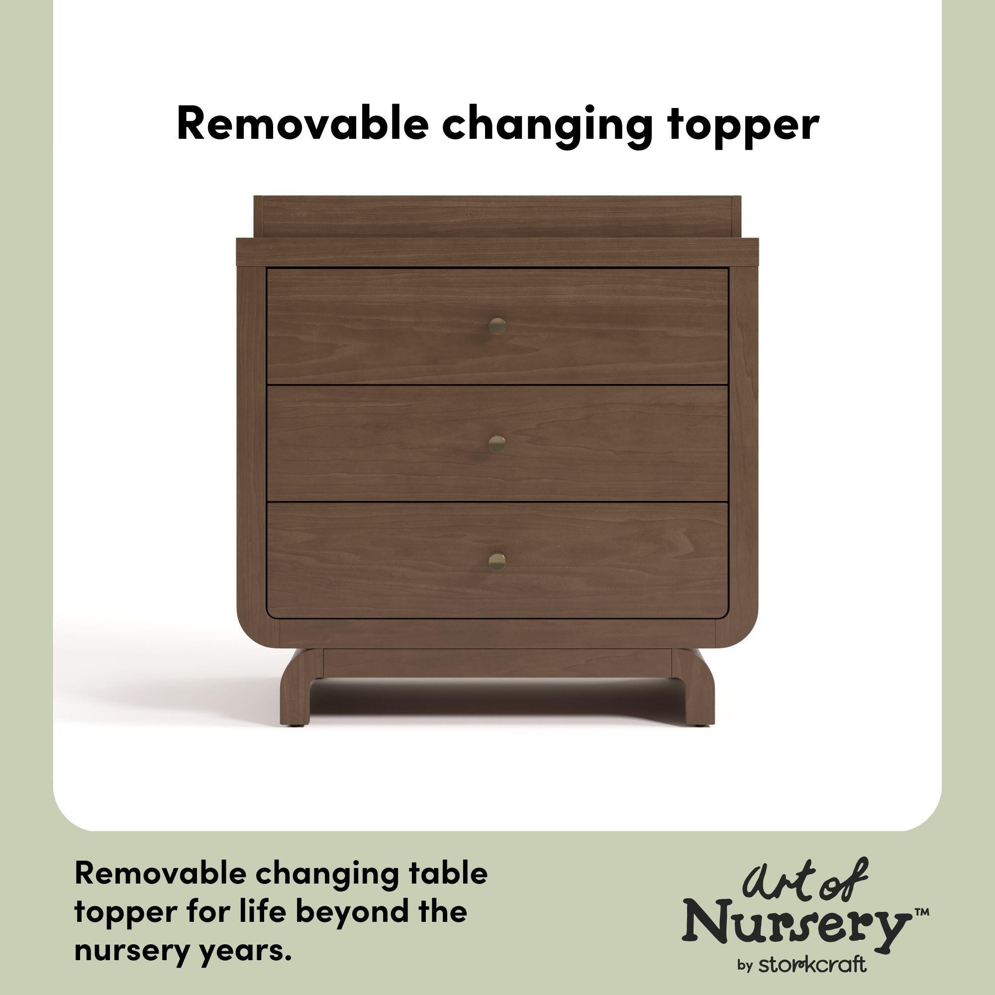 Storkcraft Santorini 3 Drawer Chest with Removable Changing Topper, Hazelnut, large