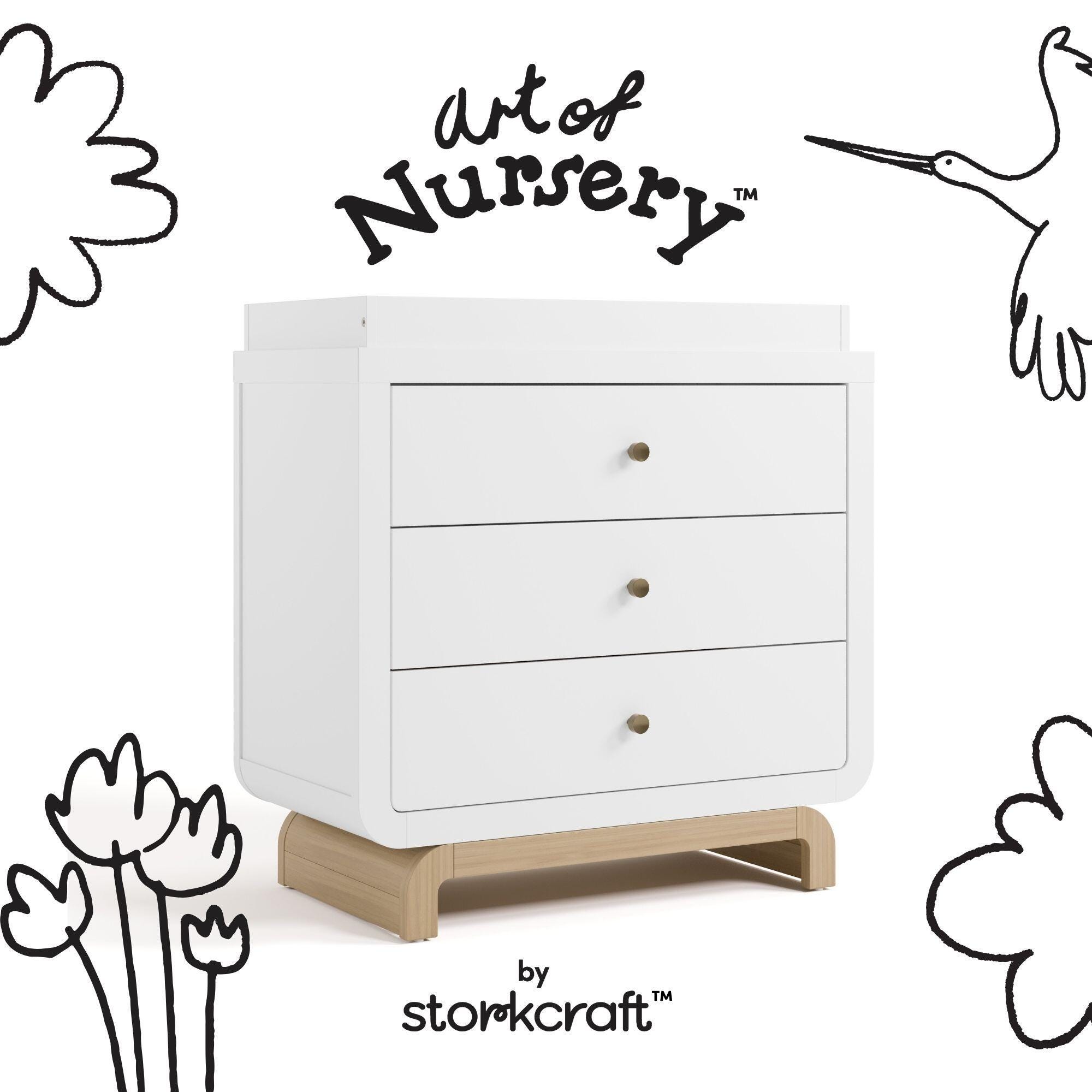 Storkcraft Santorini 3 Drawer Chest with Removable Changing Topper, White/Driftwood, large