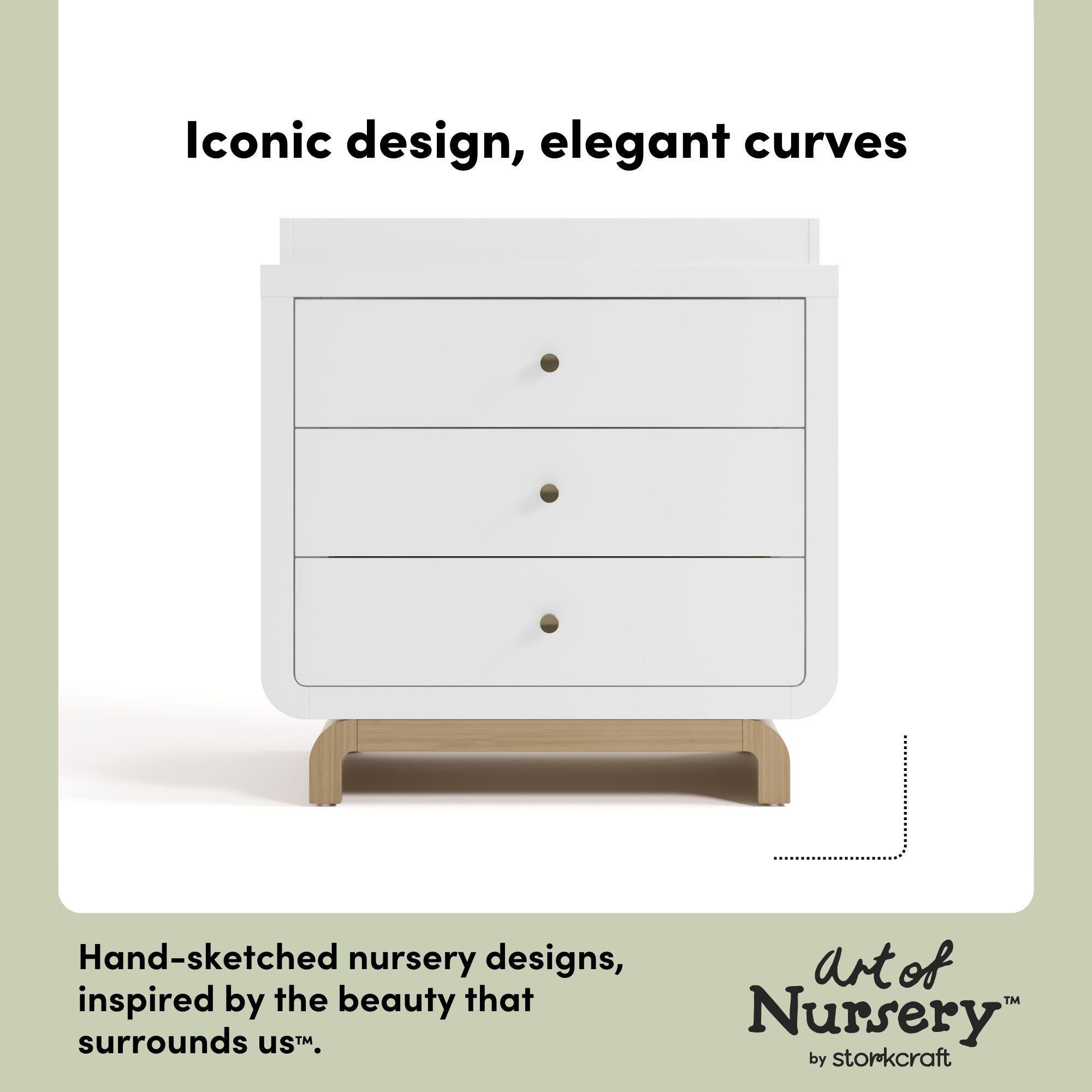 Storkcraft Santorini 3 Drawer Chest with Removable Changing Topper, White/Driftwood, large