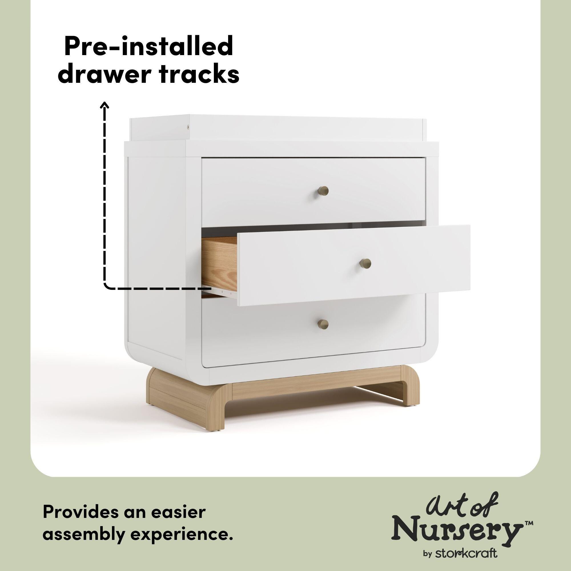 Storkcraft Santorini 3 Drawer Chest with Removable Changing Topper, White/Driftwood, large