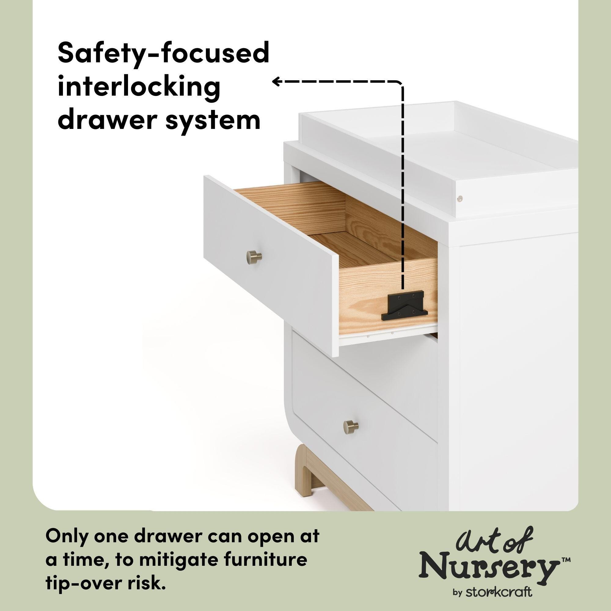 Storkcraft Santorini 3 Drawer Chest with Removable Changing Topper, White/Driftwood, large