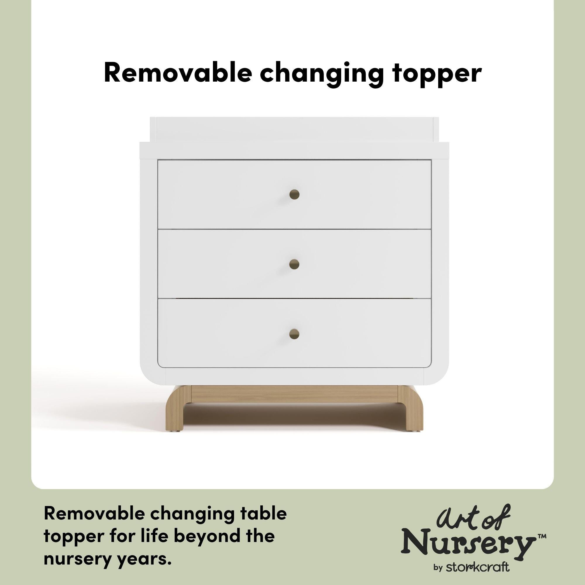 Storkcraft Santorini 3 Drawer Chest with Removable Changing Topper, White/Driftwood, large