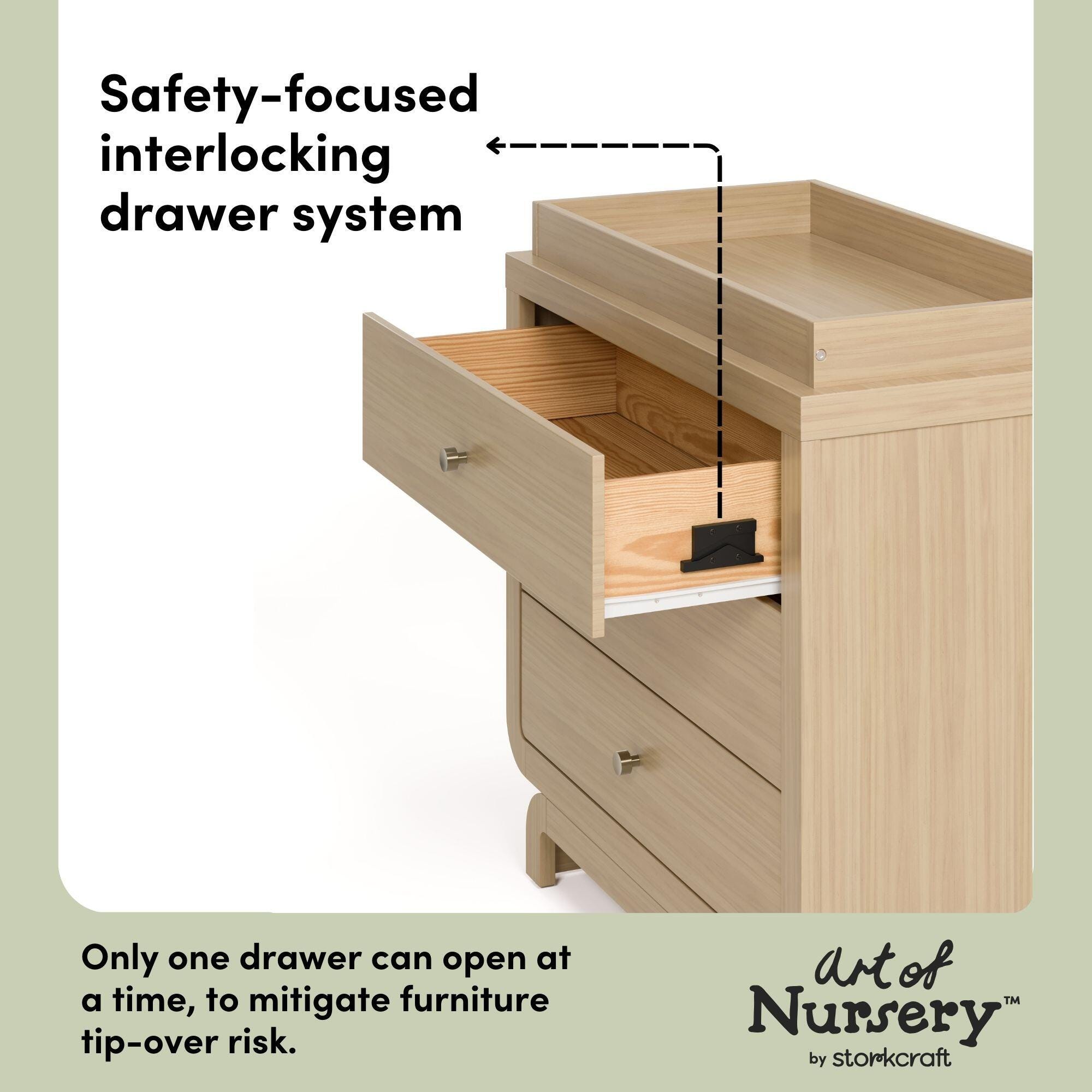 Storkcraft Santorini 3 Drawer Chest with Removable Changing Topper, Driftwood, large