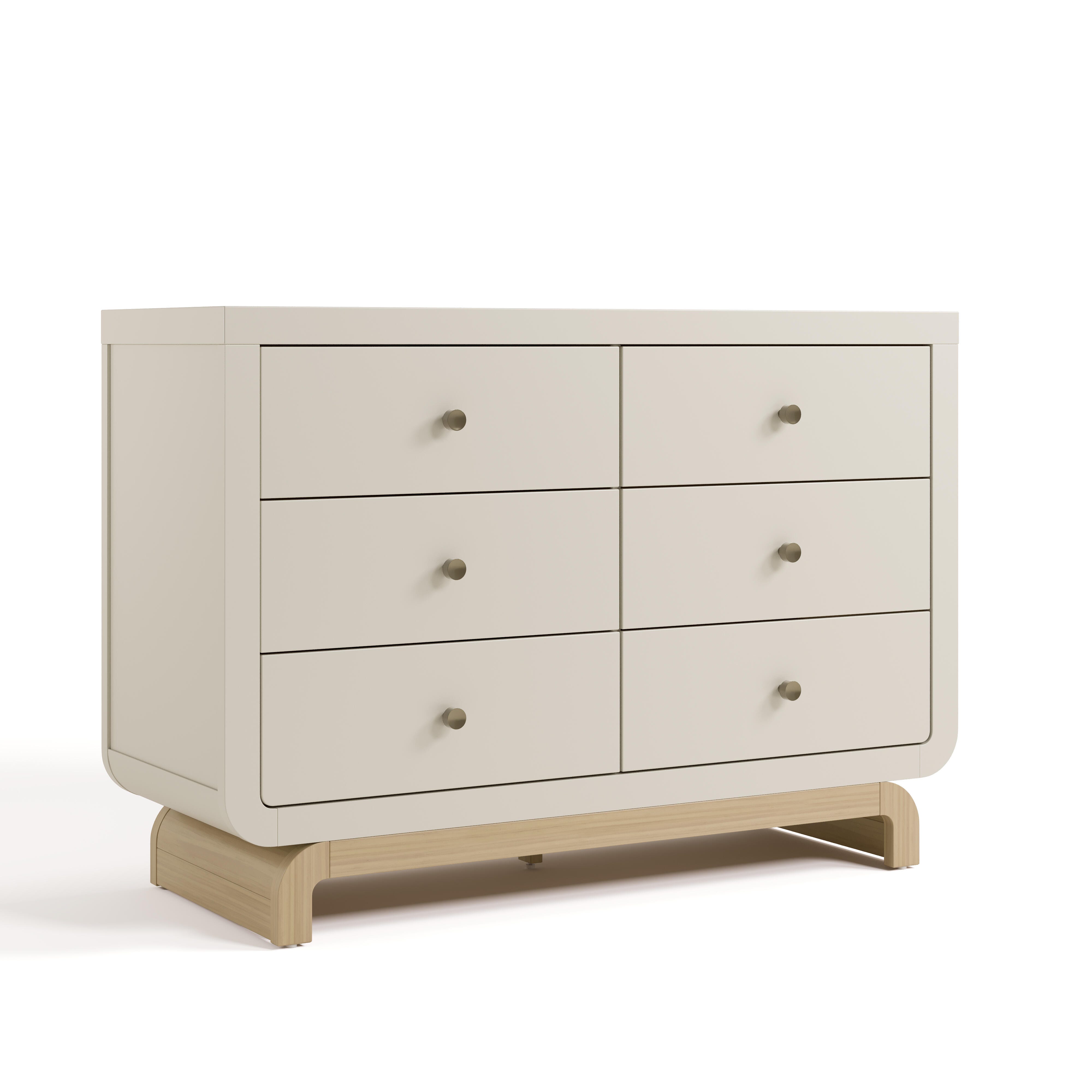 Storkcraft Santorini 6 Drawer Double Dresser, Frosted Oat/Driftwood, large